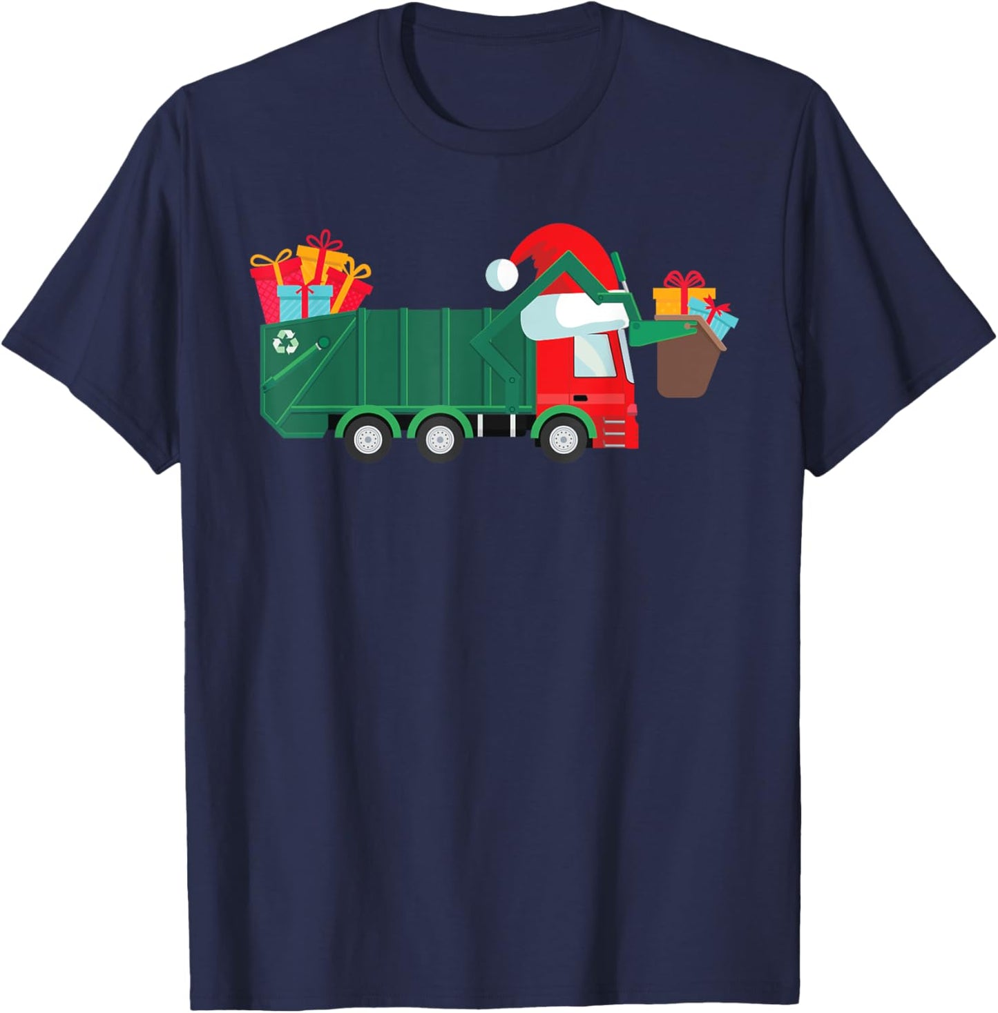 Christmas Truck Shirt for Boys Kids Funny Garbage Truck T-Shirt - T-Shirt | Navy