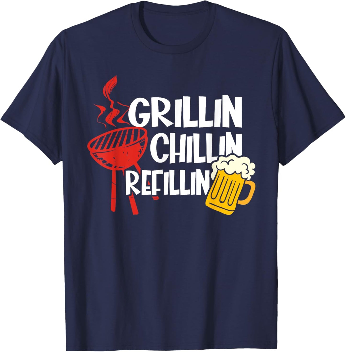 Barbecue Chilling Refill - Vintage Grill Dad Papa T-Shirt - T-Shirt | Navy
