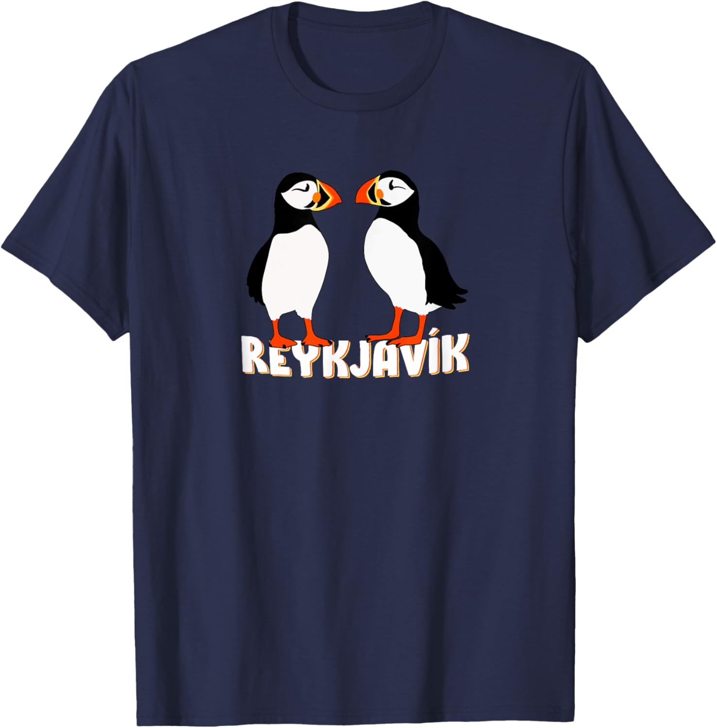 Two Cute puffins from Reykjavík Iceland T-Shirt - T-Shirt | Navy