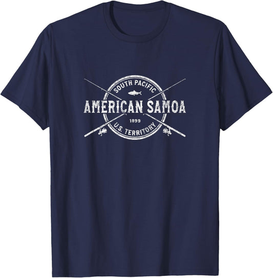 American Samoa Vintage Crossed Fishing Rods T-Shirt - T-Shirt | Navy