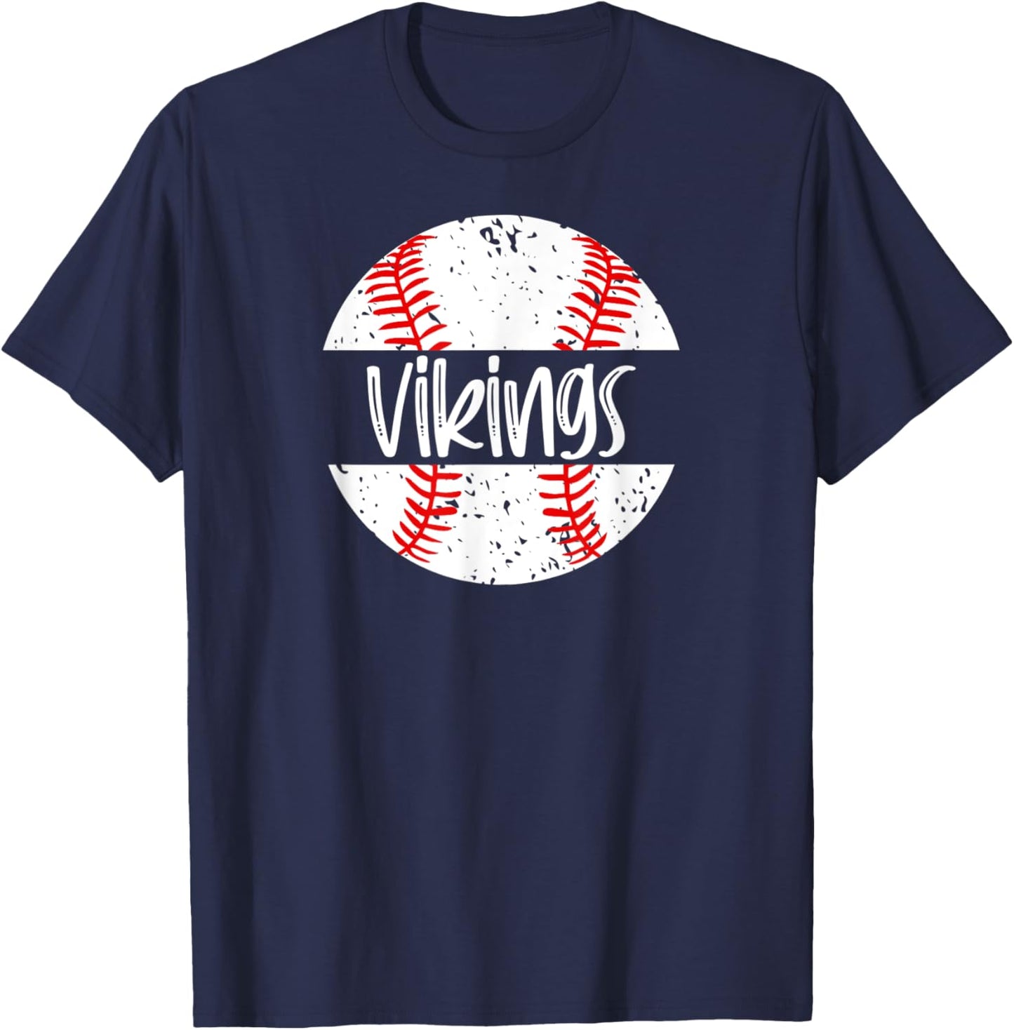 Vikings Baseball Team Mascot School Spirit Game Day T-Shirt - T-Shirt | Navy