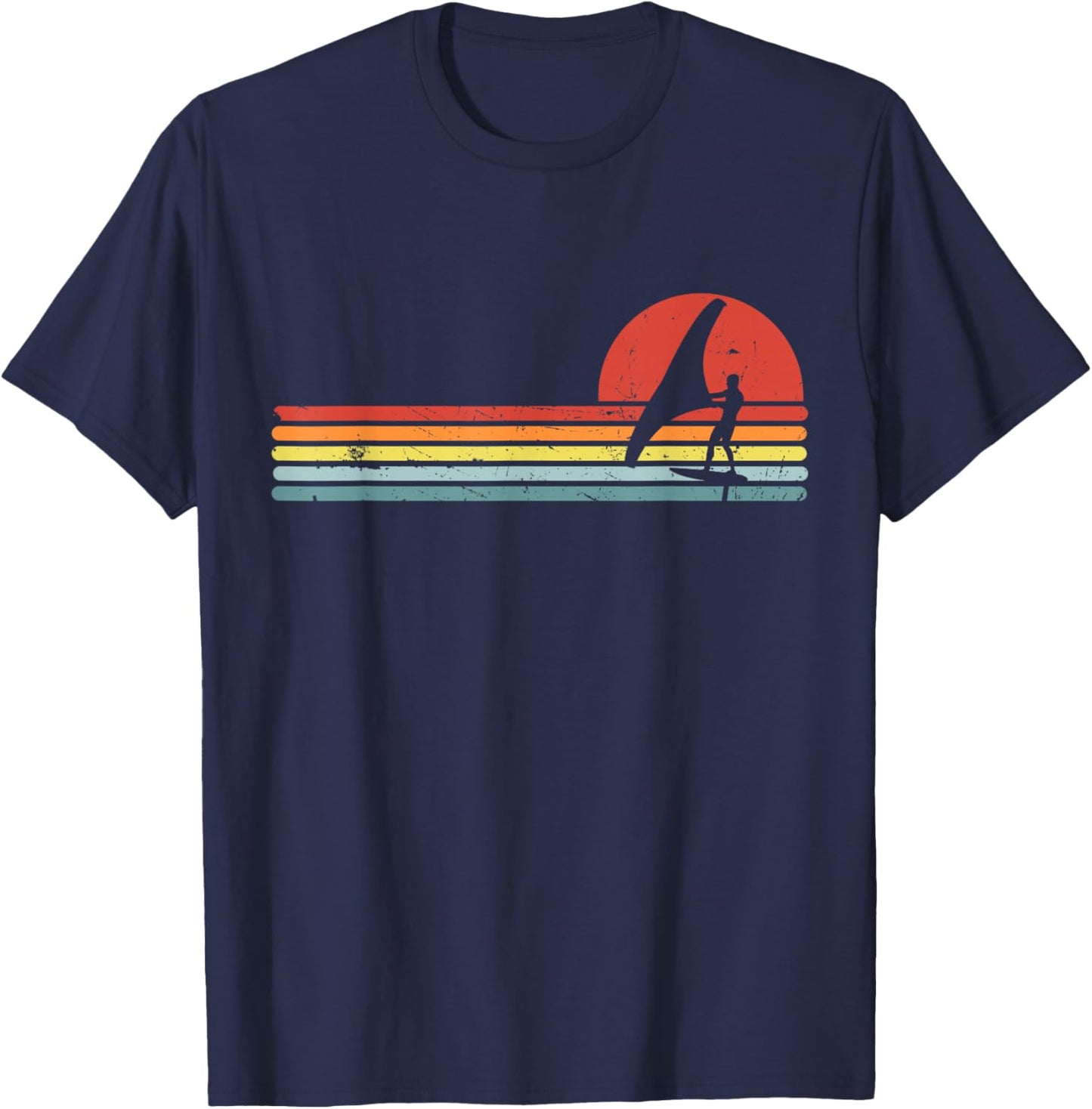 Wing Foiling Foil Surf Surfing Foiler, Retro Vintage Surfer T-Shirt - T-Shirt | Navy