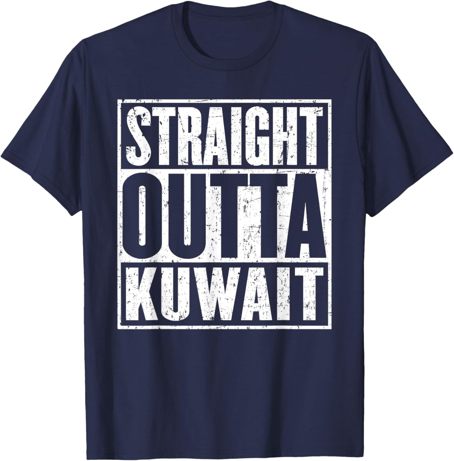 Straight Outta Kuwait Vintage Distressed T-Shirt - T-Shirt | Navy