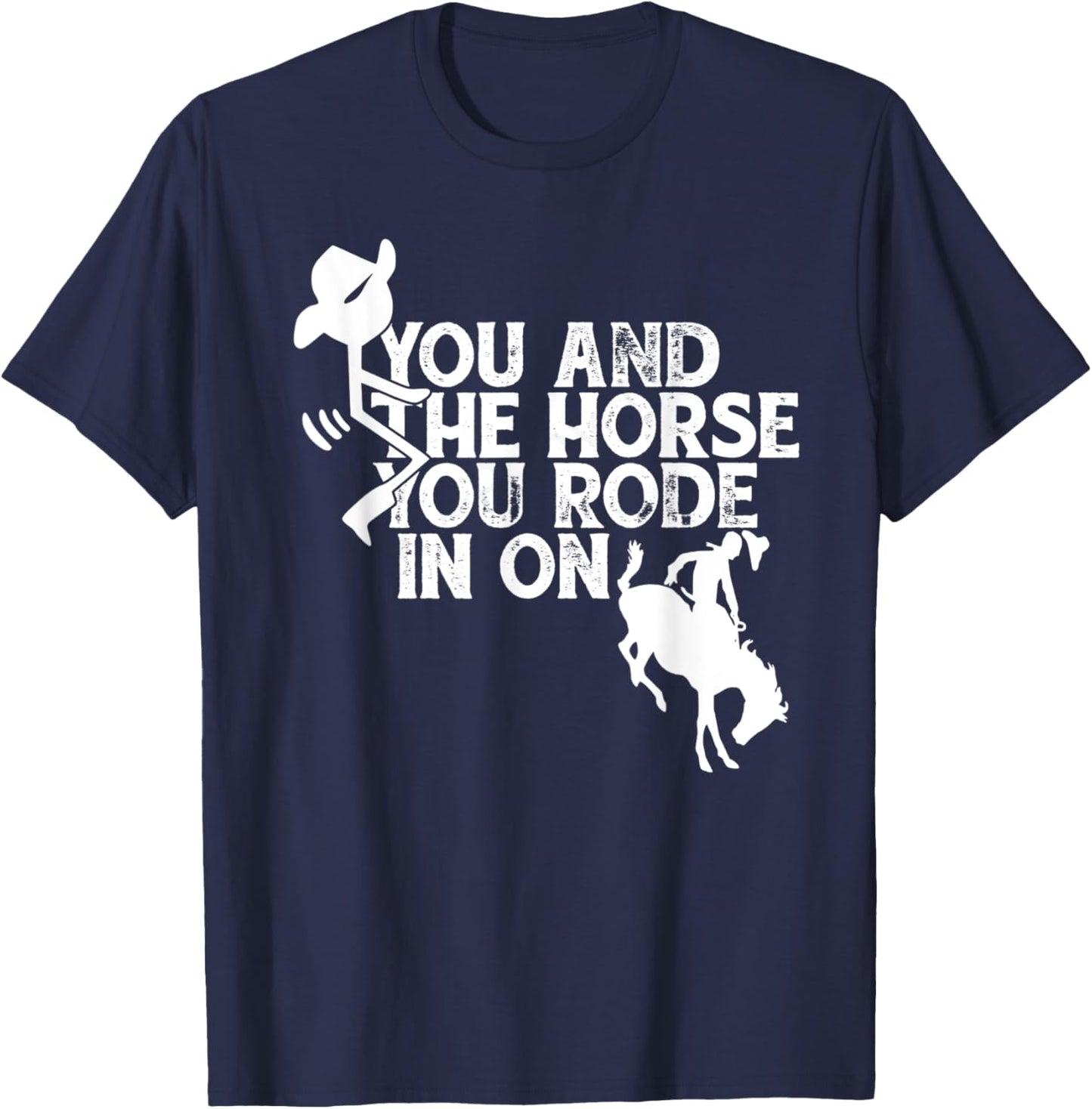 Vintage Fuck You And The Horse Funny Hourse Racing T-Shirt - T-Shirt | Navy