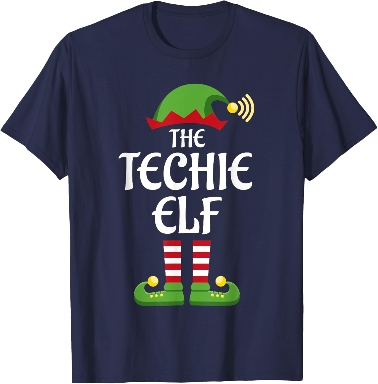 Techie Elf Family Matching Group Christmas T-Shirt - T-Shirt | Navy