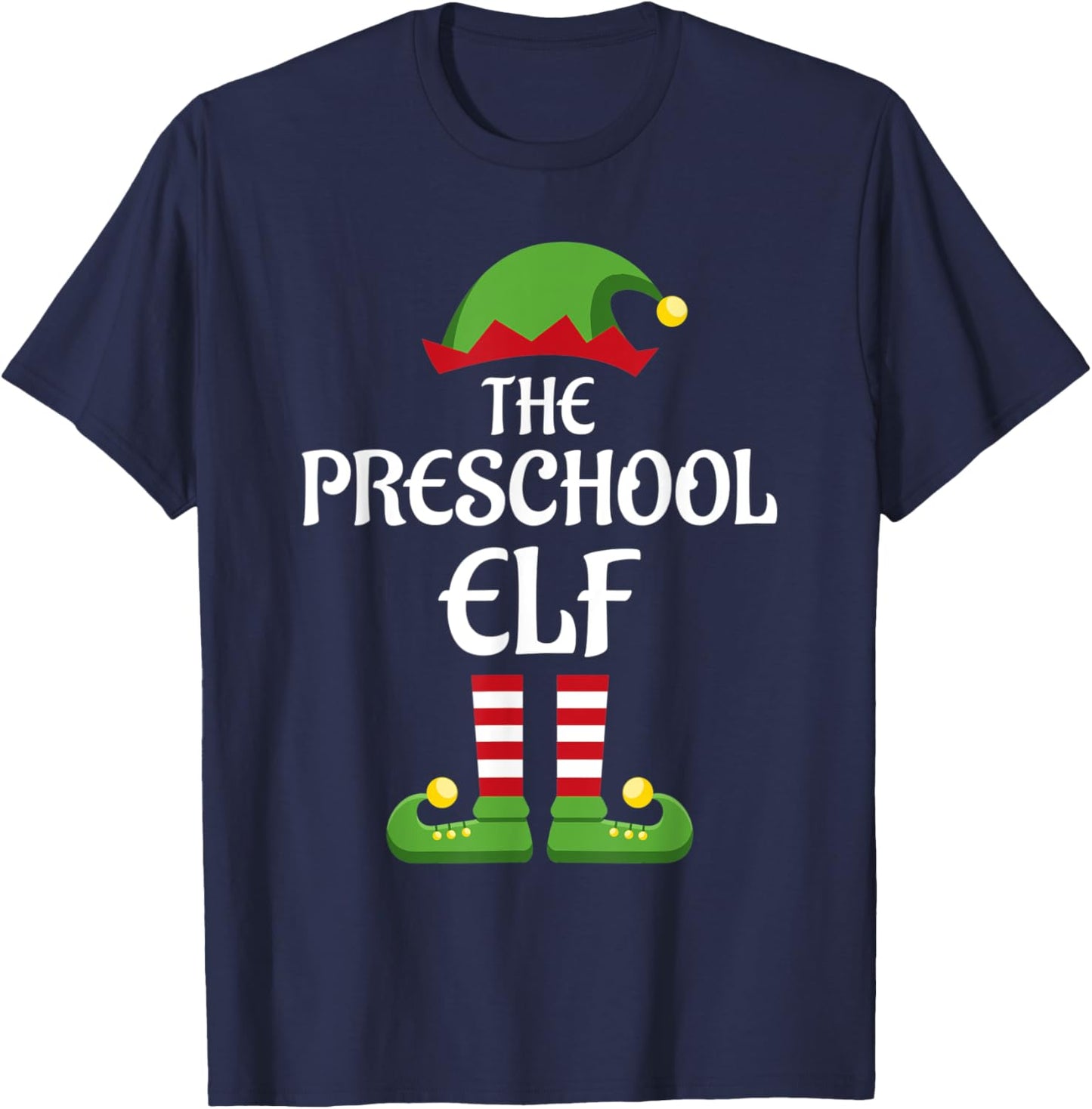 Preschool Elf Family Matching Group Christmas T-Shirt - T-Shirt | Navy