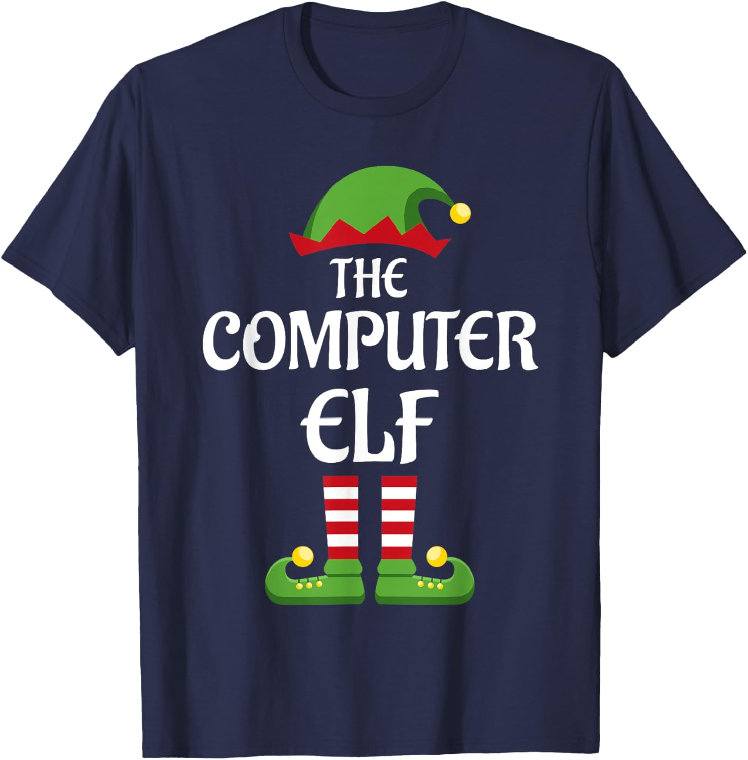 Computer Elf Family Matching Group Christmas T-Shirt - T-Shirt | Navy