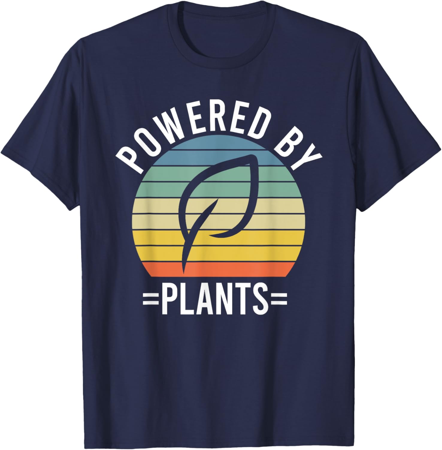 Powered By Plants Vegetarian Vegan Workout Plant Powered T-Shirt - T-Shirt | Navy
