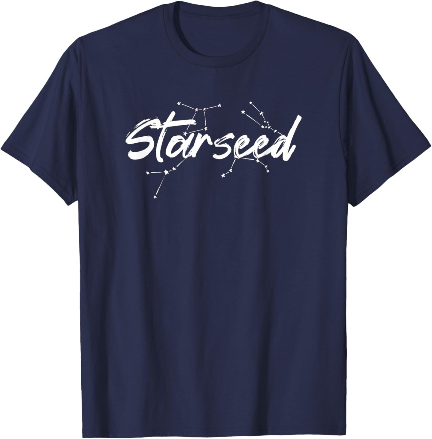 Starseed Constellation Brush Text Gift T-Shirt - T-Shirt | Navy