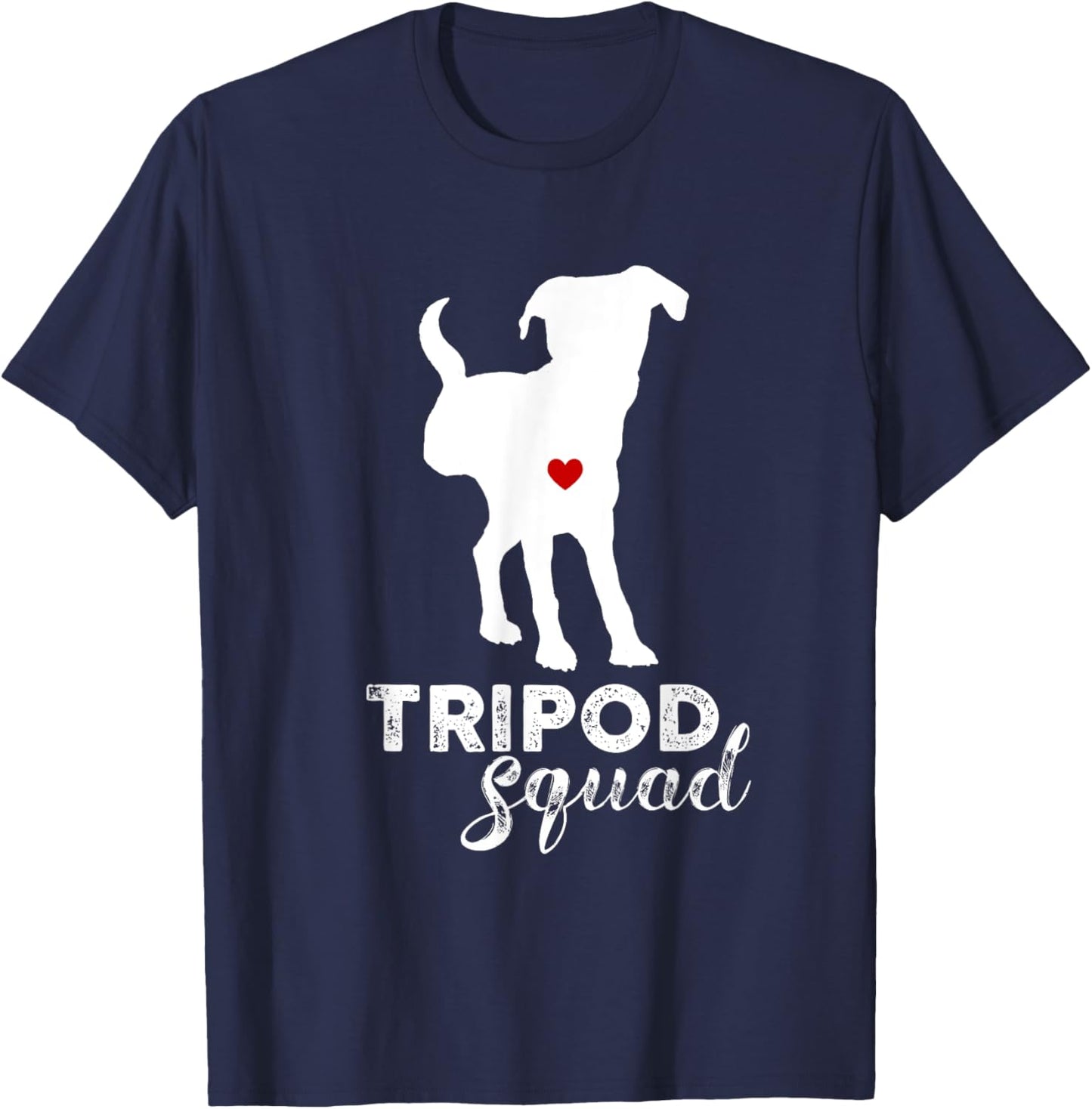 Tripod Squad, Right Back Leg Amputee, Tripaw Dogs T-Shirt - T-Shirt | Navy