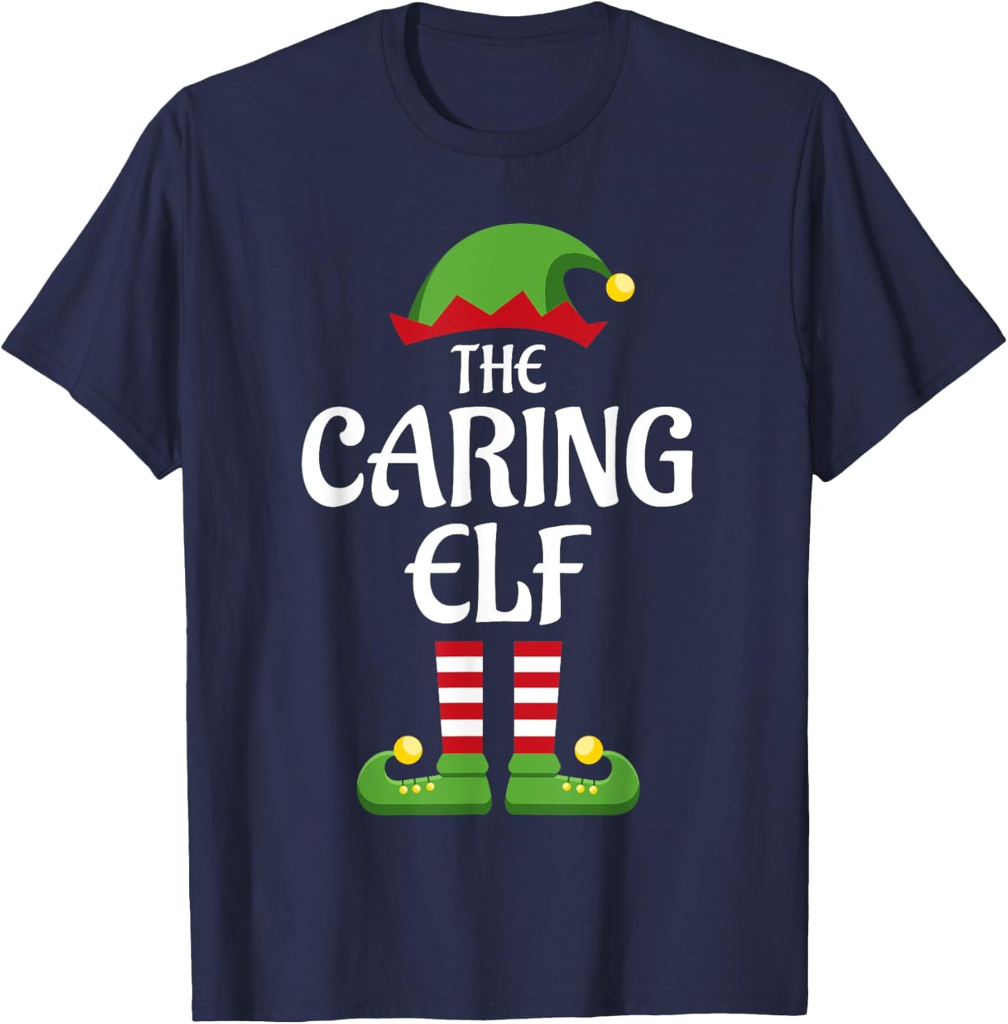 Caring Elf Family Matching Group Christmas T-Shirt - T-Shirt | Navy