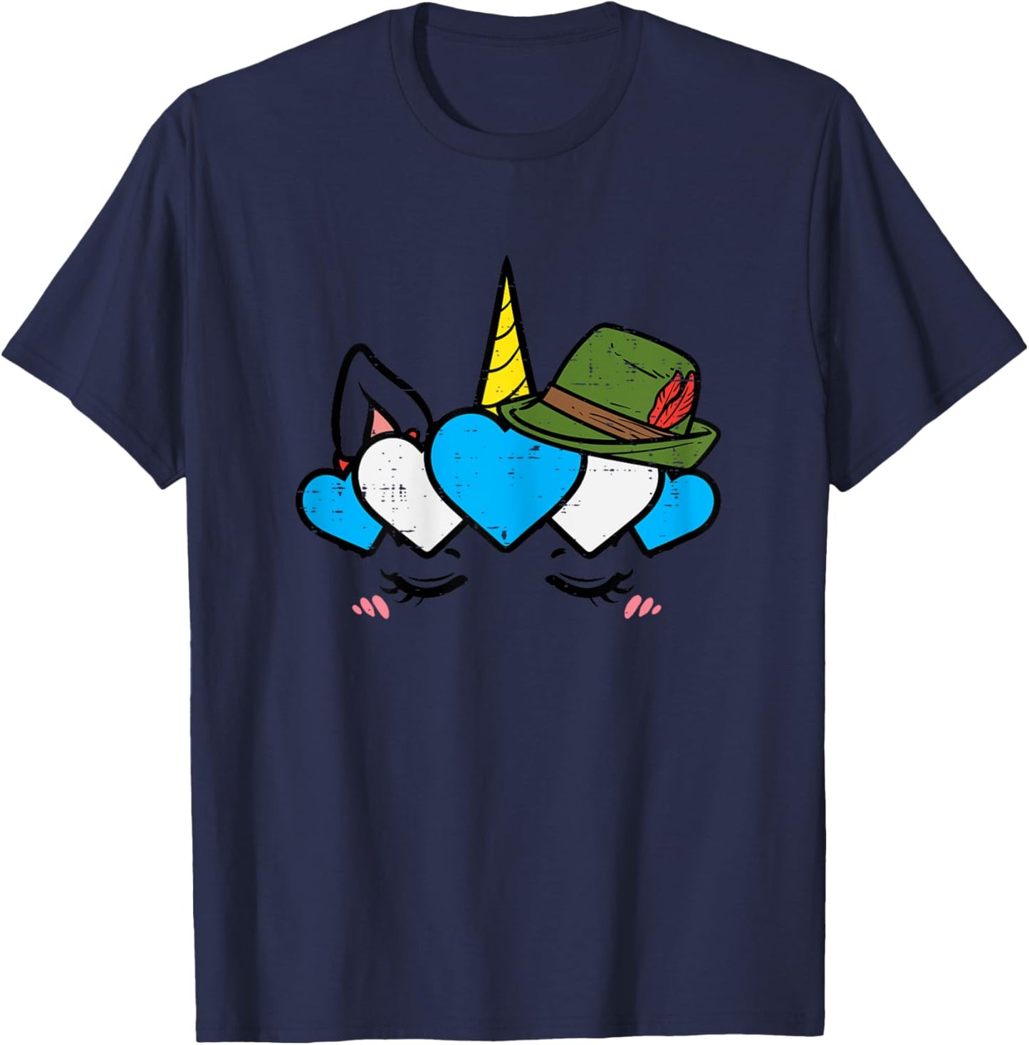 Unicorn Face Oktoberfest Cute German Bavarian Girls Women T-Shirt - T-Shirt | Navy
