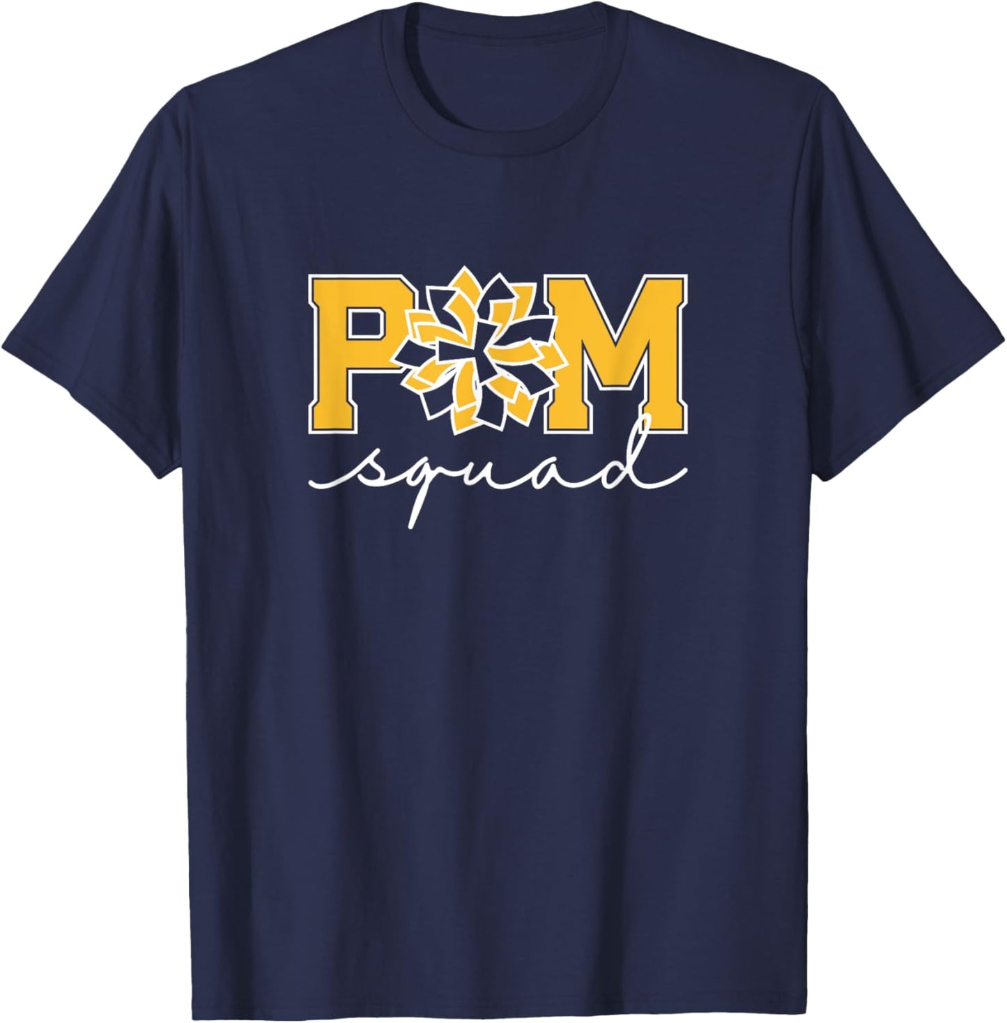 Pom Squad for Dance, Cheer, Spirit Squad Yellow T-Shirt - T-Shirt | Navy