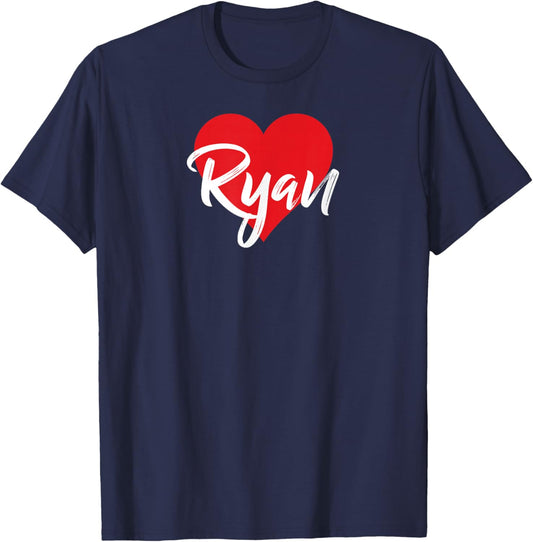 I Love Ryan First Name I Heart Named T-Shirt - T-Shirt | Navy