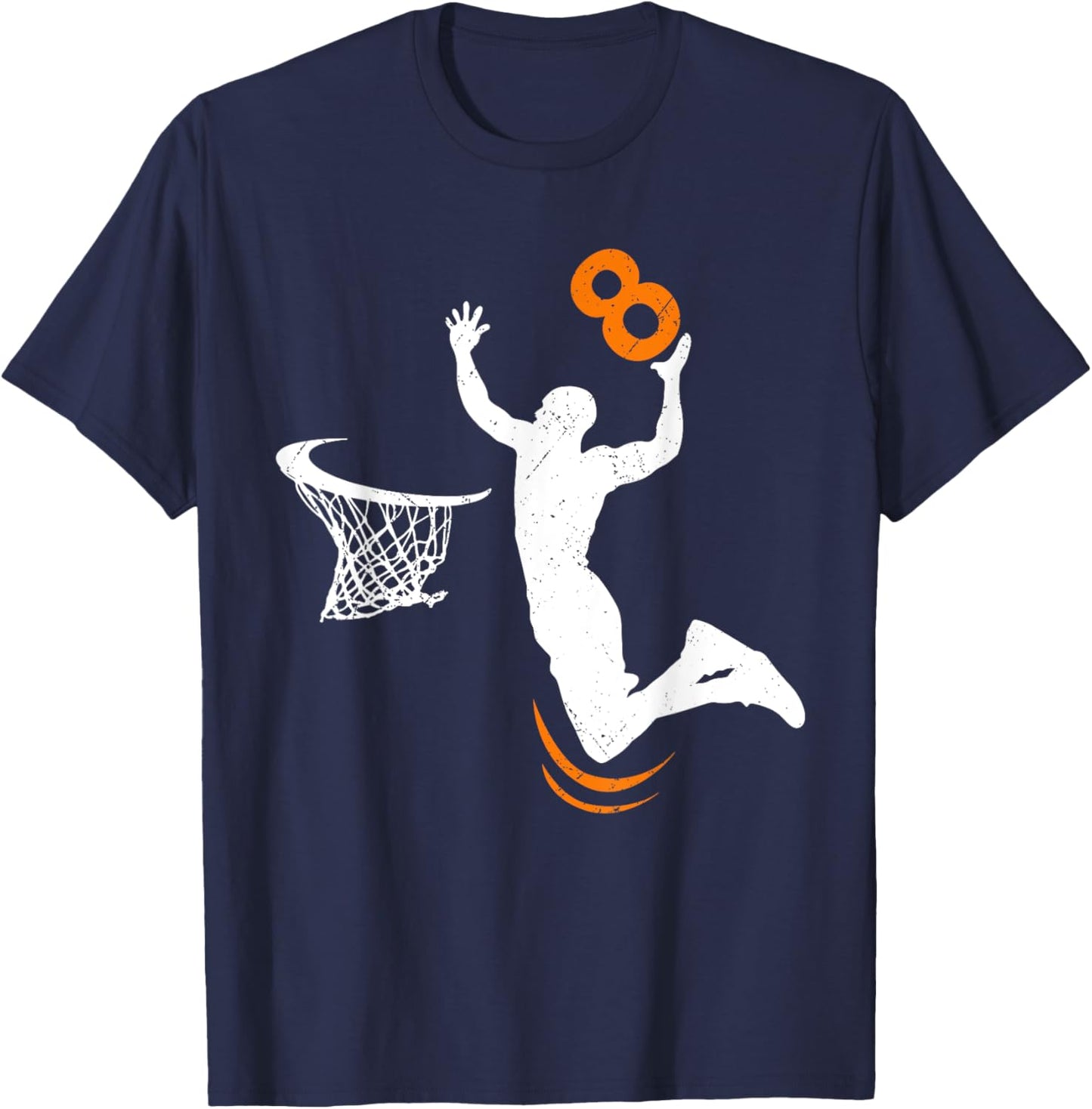8 Year Old Basketball Dunk 8th Birthday Party Boys T-Shirt - T-Shirt | Navy