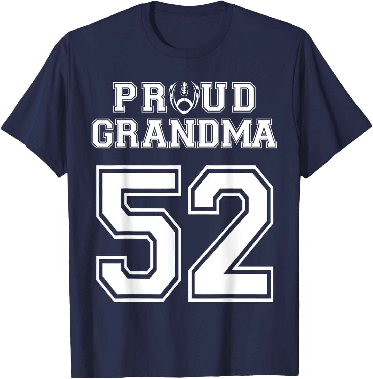 Custom Proud Football Grandma Number 52 Personalized Women T-Shirt - T-Shirt | Navy