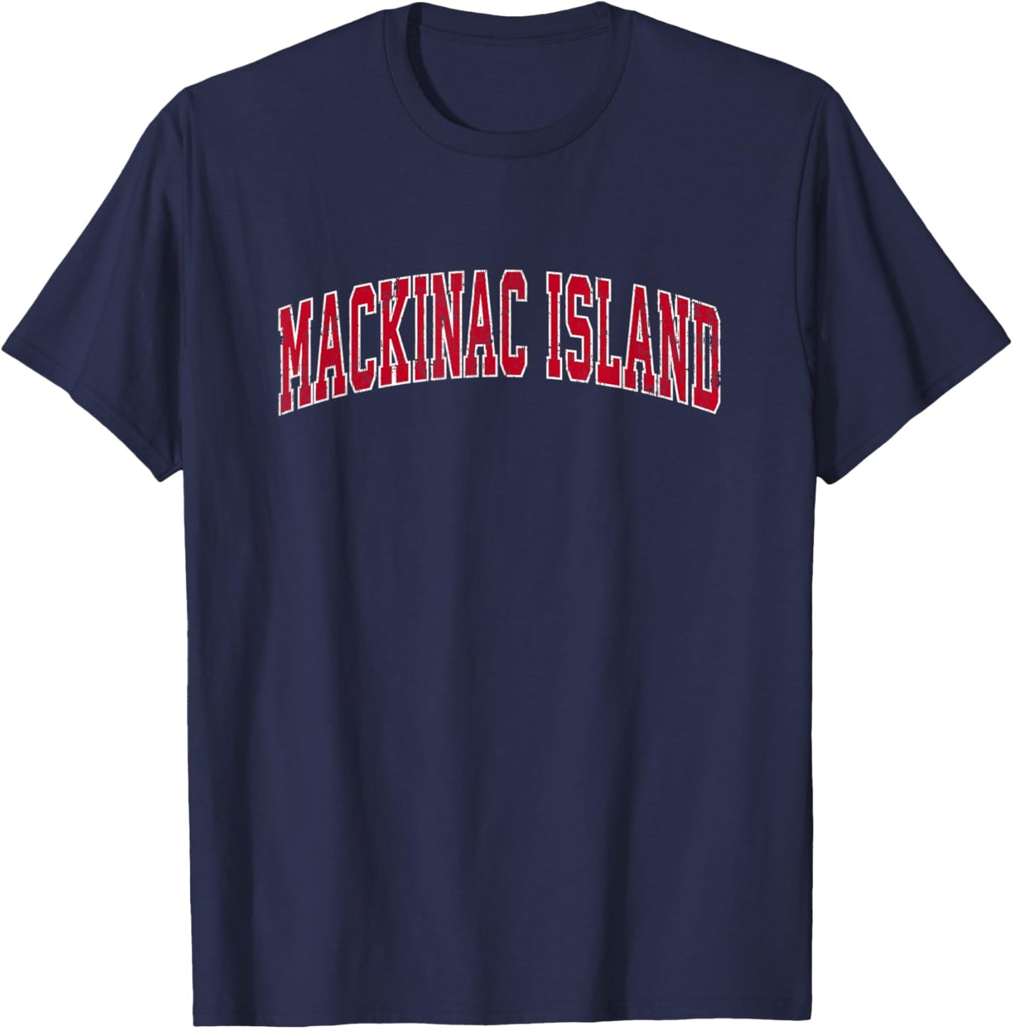 Mackinac Island Michigan MI Vintage Sports Design Red Design T-Shirt - T-Shirt | Navy