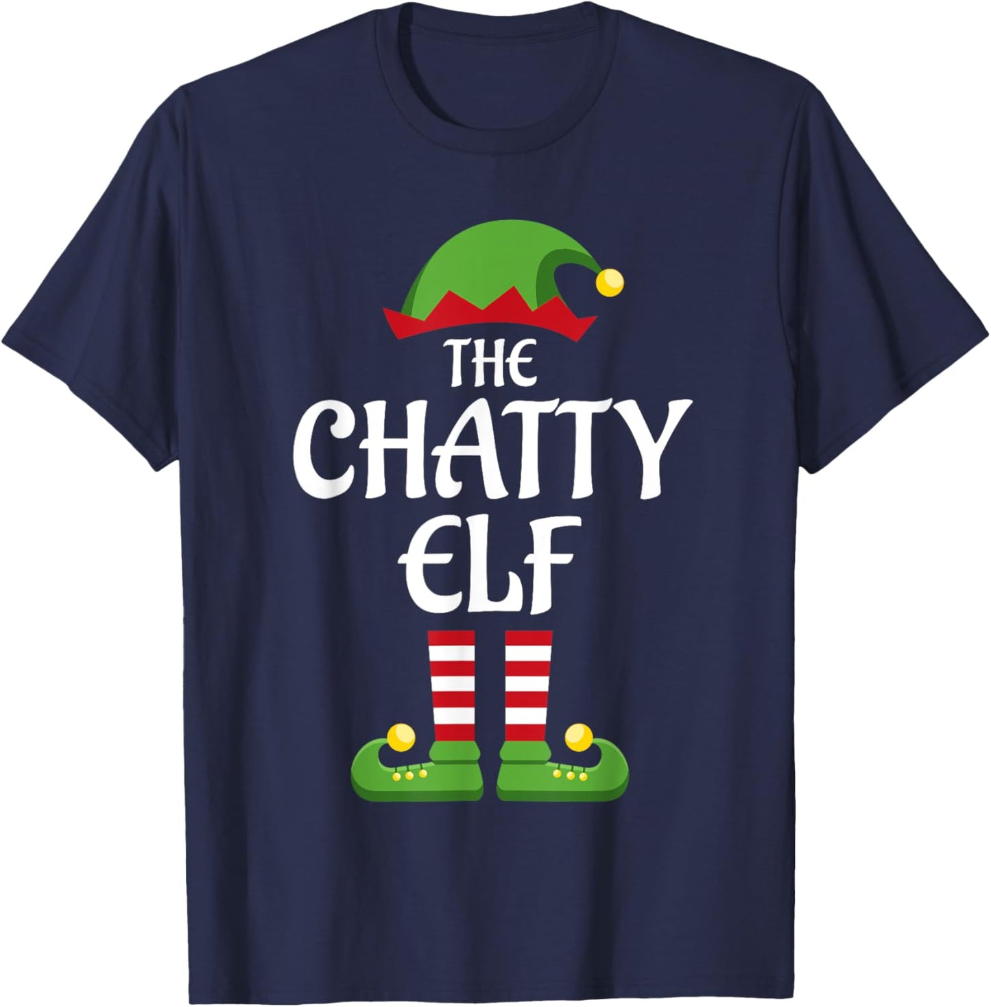 Chatty Elf Family Matching Group Christmas T-Shirt - T-Shirt | Navy