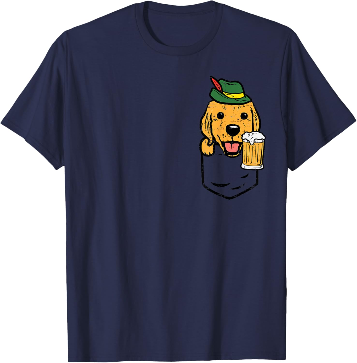 Pocket German Golden Retriever Bavarian German Men Women T-Shirt - T-Shirt | Navy