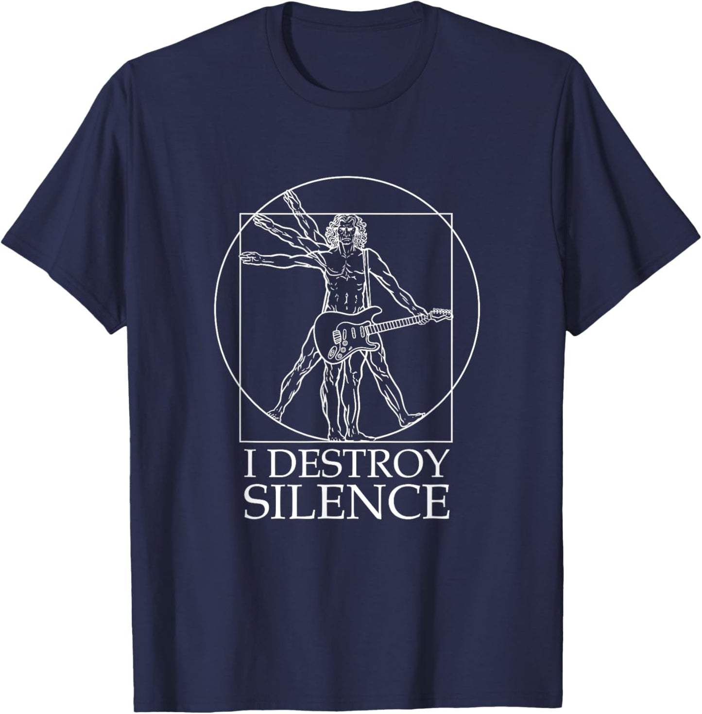 I Destroy Silence Artwork For A Guitar Player T-Shirt - T-Shirt | Navy