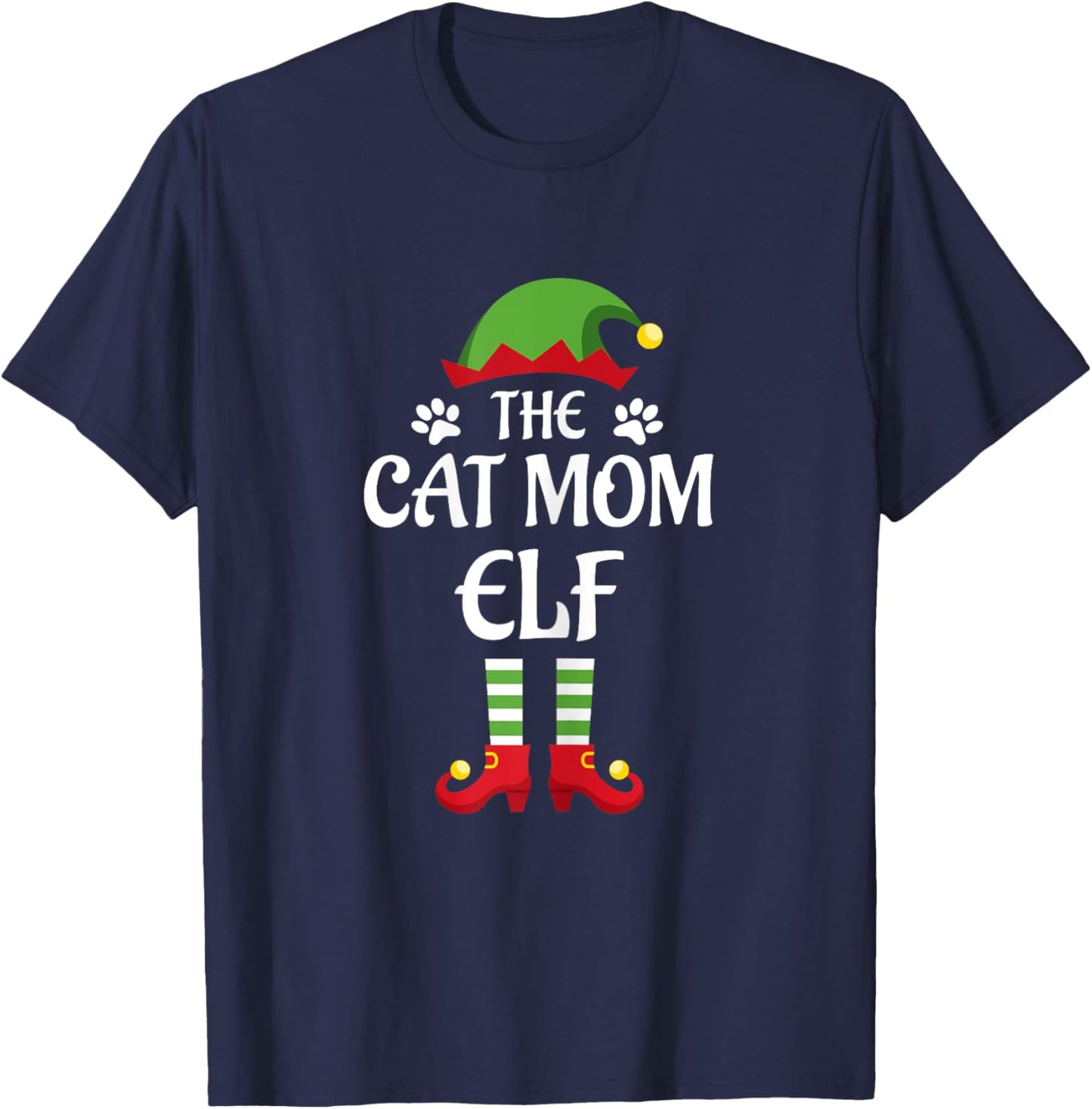 Cat Mom Elf Family Matching Group Christmas Women T-Shirt - T-Shirt | Navy