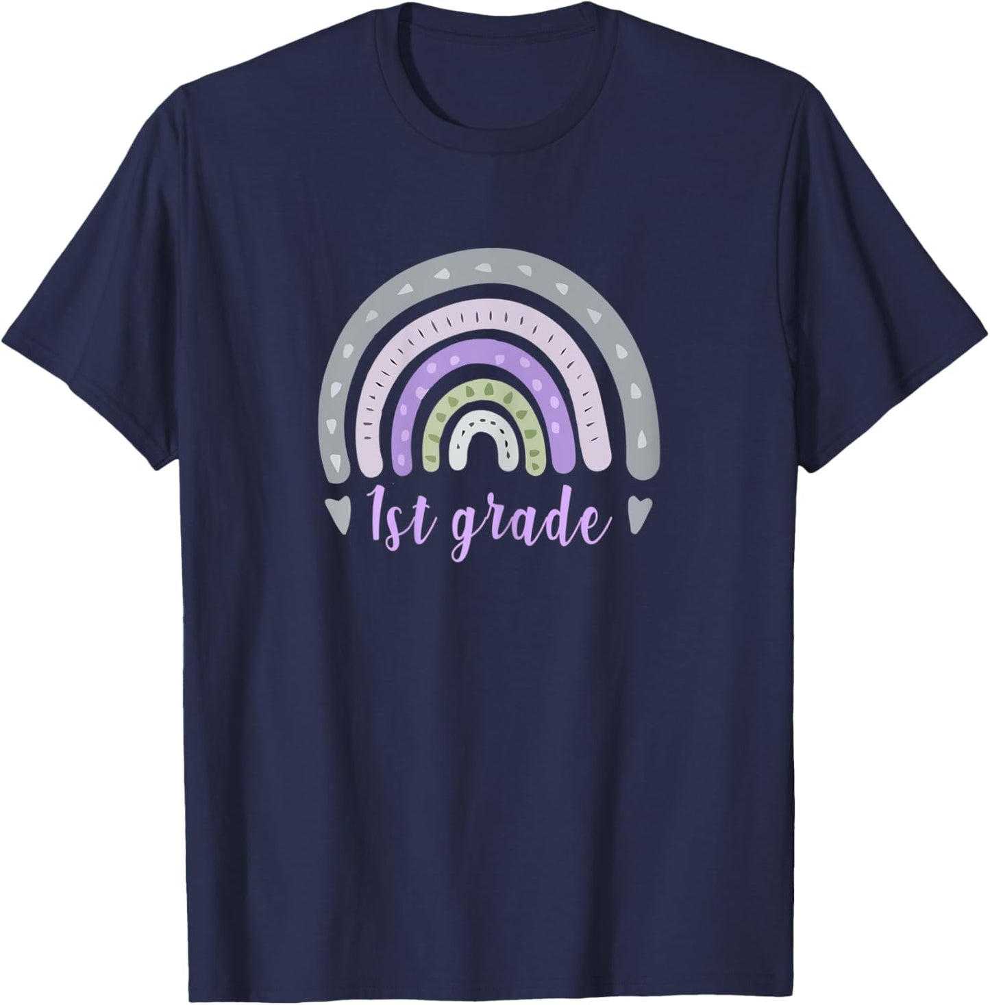 1st First GRADE Teacher Back To School Vintage Boho Rainbow T-Shirt - T-Shirt | Navy