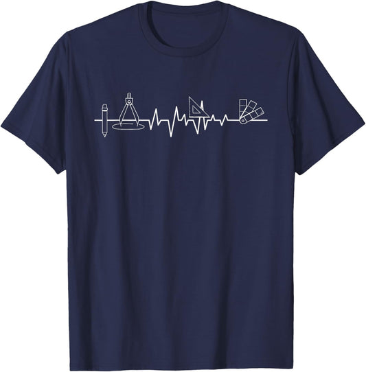 Architecture Tool Heartbeat - Architect Architectural Design , Black T-Shirt - T-Shirt | Navy