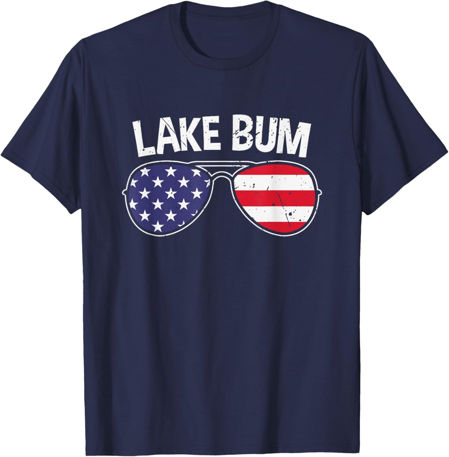 Lake Bum Lake Life Boating Fishing Camping Campfire America T-Shirt - T-Shirt | Navy