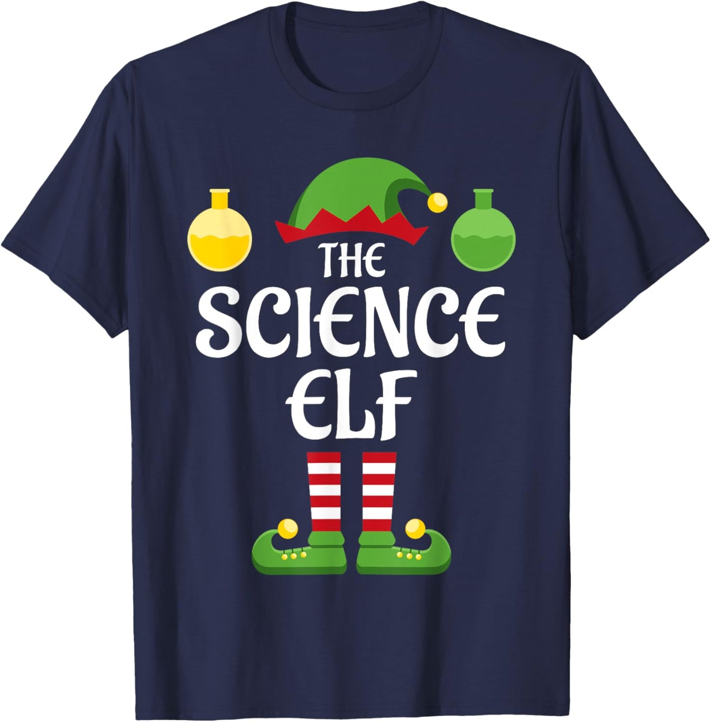 Science Elf Family Matching Group Christmas T-Shirt - T-Shirt | Navy