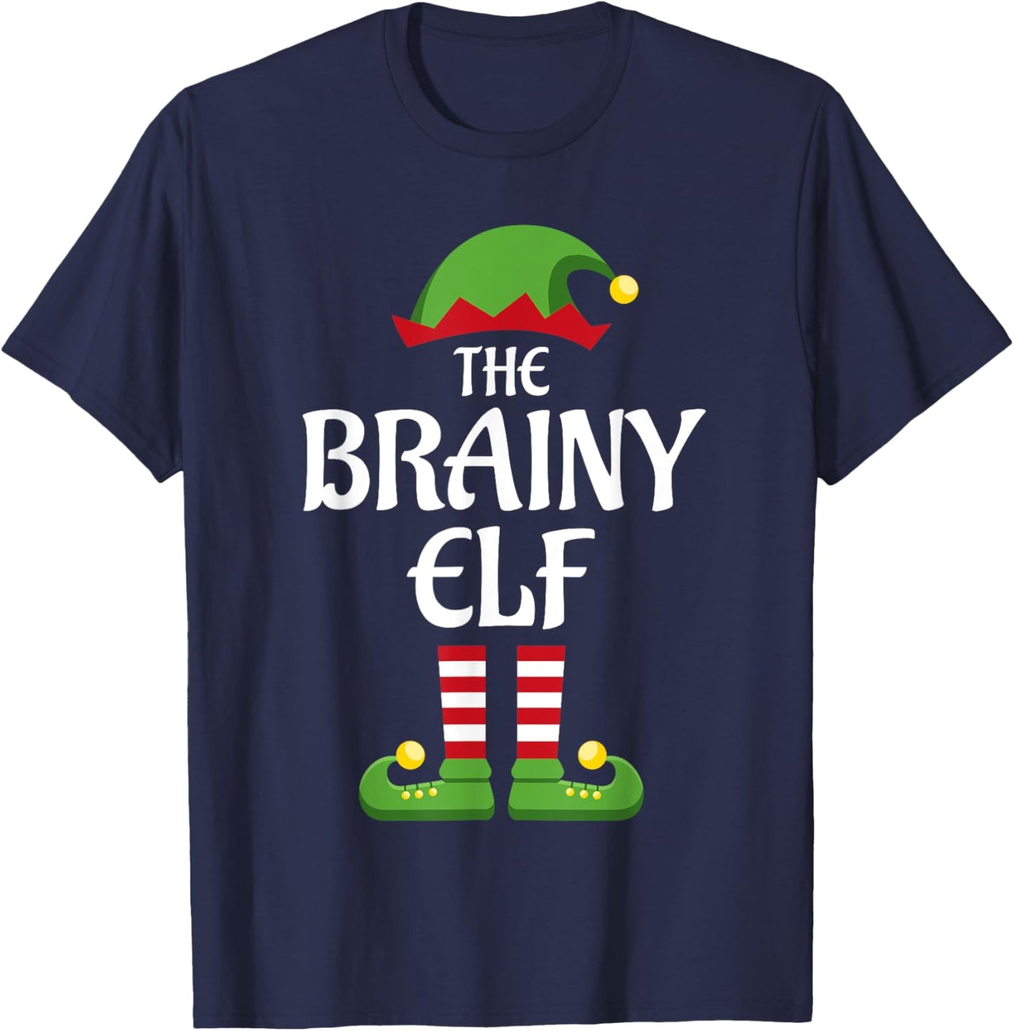 Brainy Elf Family Matching Group Christmas Smart T-Shirt - T-Shirt | Navy