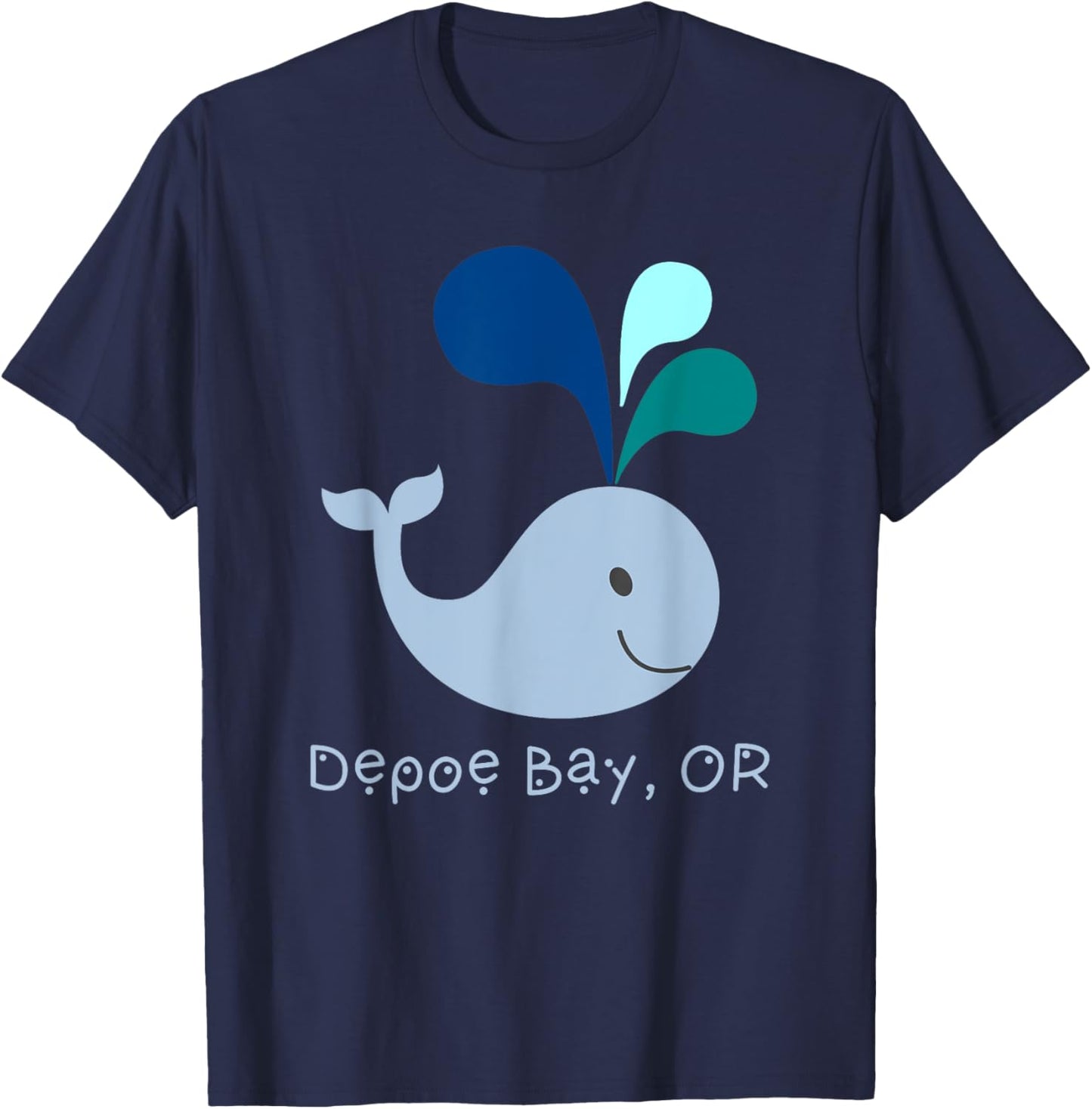 Depoe Bay Oregon Cute Whale Lover Cartoon T-Shirt - T-Shirt | Navy