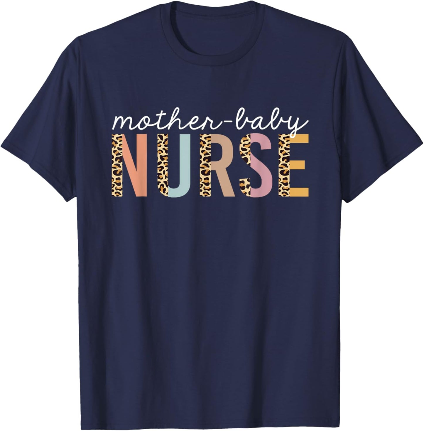 Mother Baby Nurse leopard Print Cheetah Cute Nursing Women T-Shirt - T-Shirt | Navy