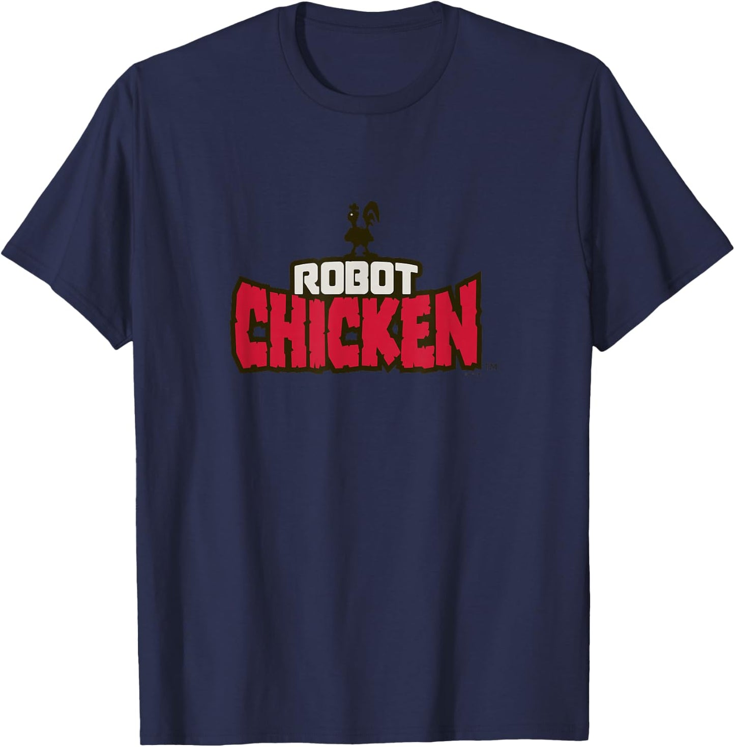 Robot Chicken Silhouette Classic Red Bold Big Chest Logo T-Shirt - T-Shirt | Navy