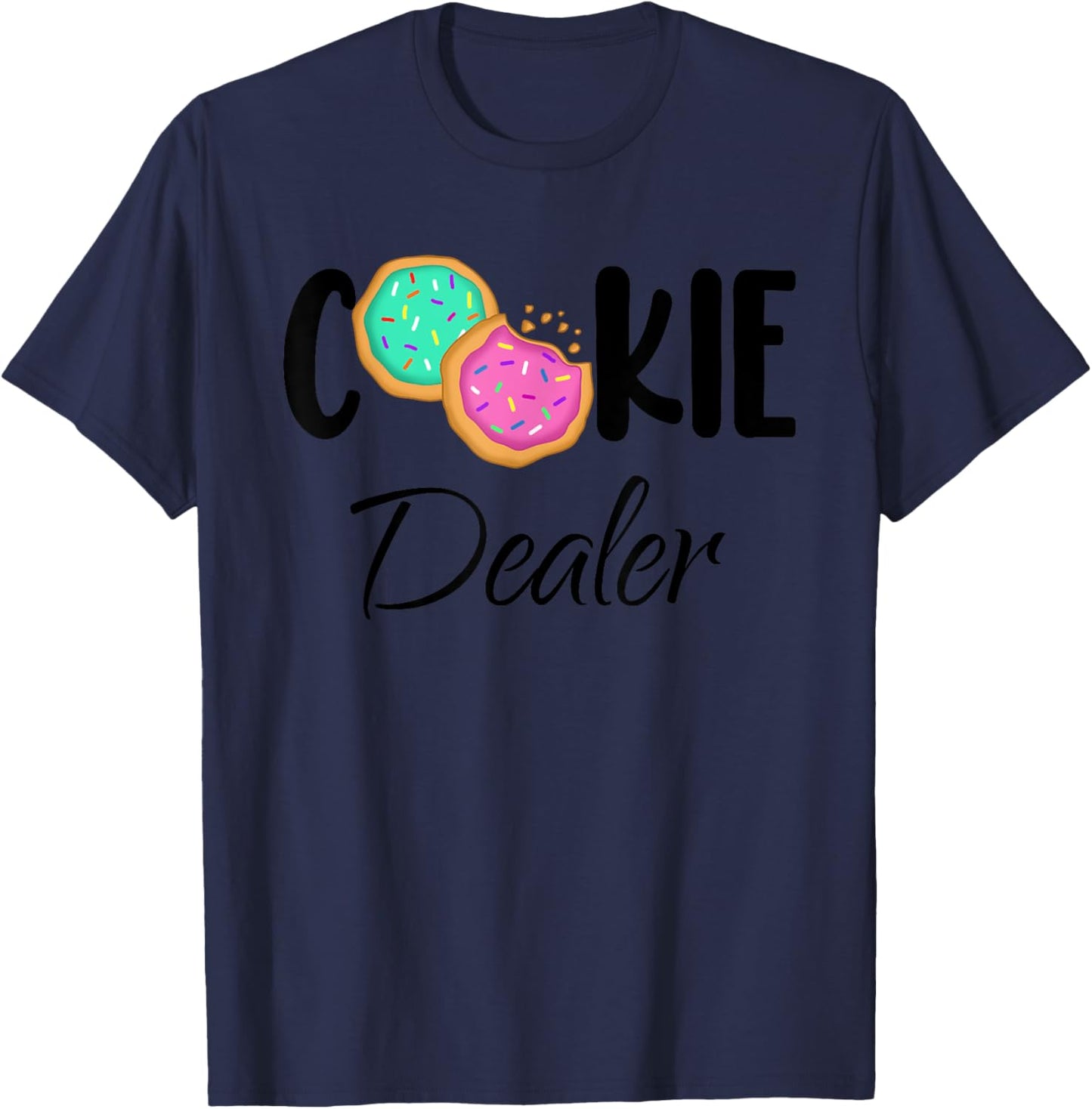Cookie Dealer Fun Sweet Treats Cookie Baker Cookie Pink Teal T-Shirt - T-Shirt | Navy