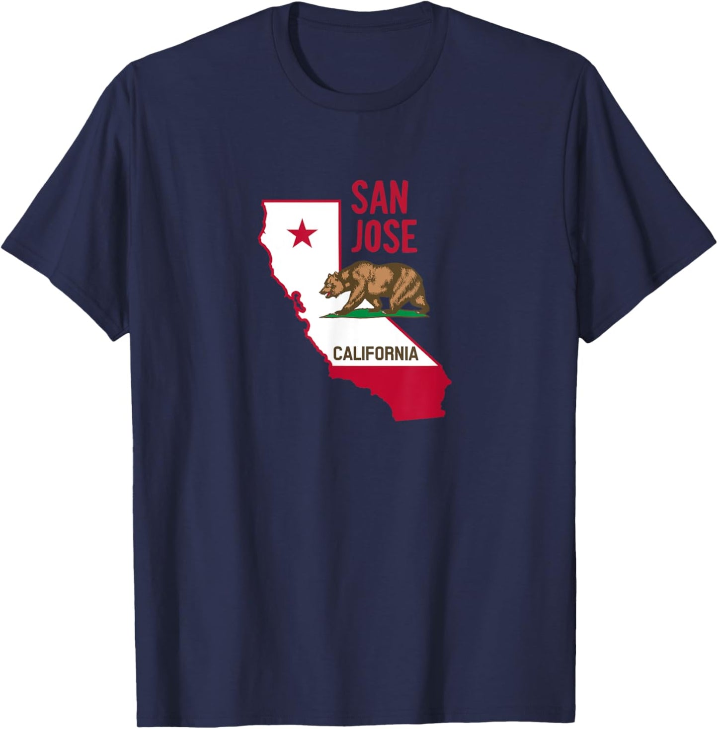 San Jose - California Flag / Cool Retro Vintage San Jose CA T-Shirt - T-Shirt | Navy