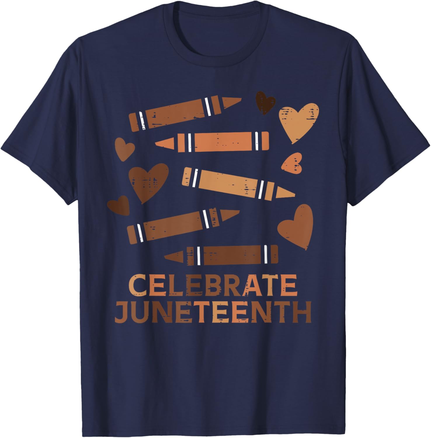 Celebrate Juneteenth Crayons June 19th 1865 Women Girls T-Shirt - T-Shirt | Navy