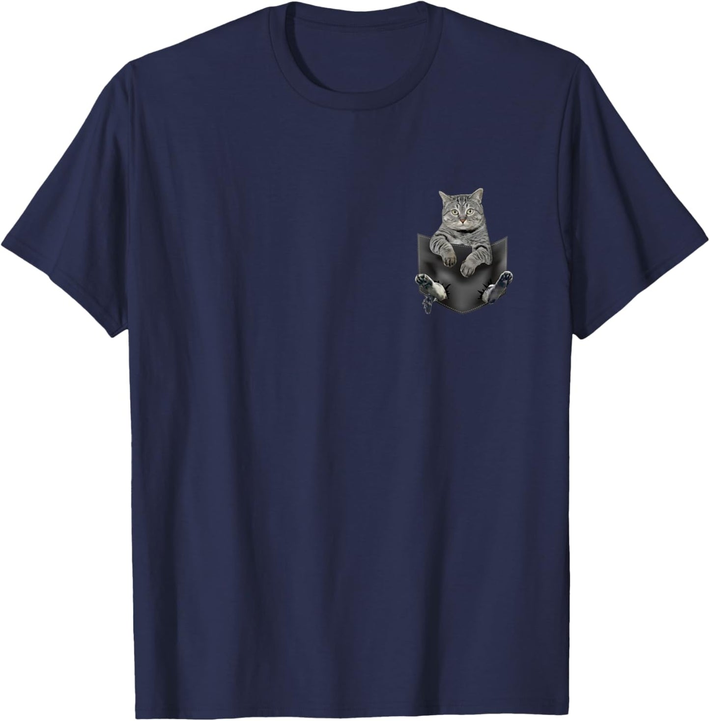 Cat in Pocket Cute Cat Animal Lover Kids Boys Girls Love Cat T-Shirt - T-Shirt | Navy