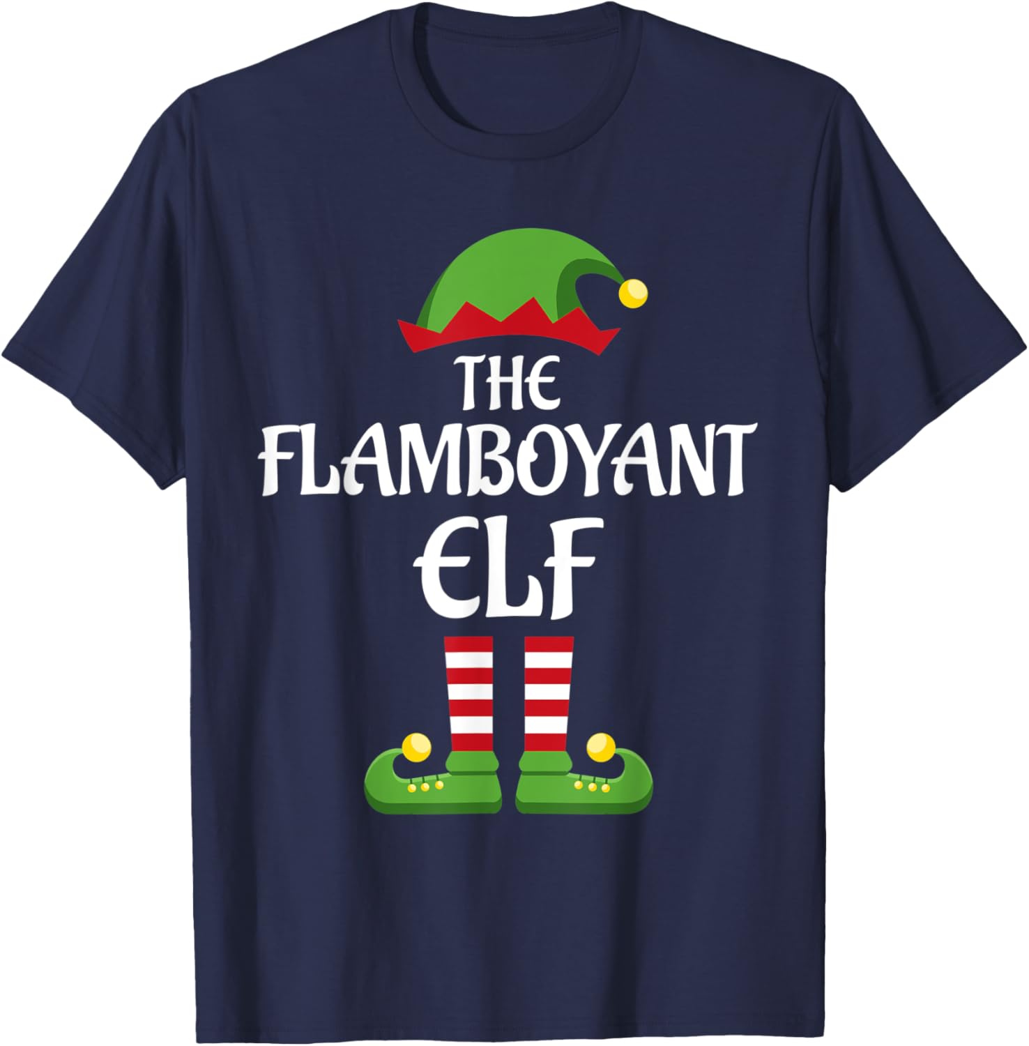 Flamboyant Elf Family Matching Group Christmas T-Shirt - T-Shirt | Navy
