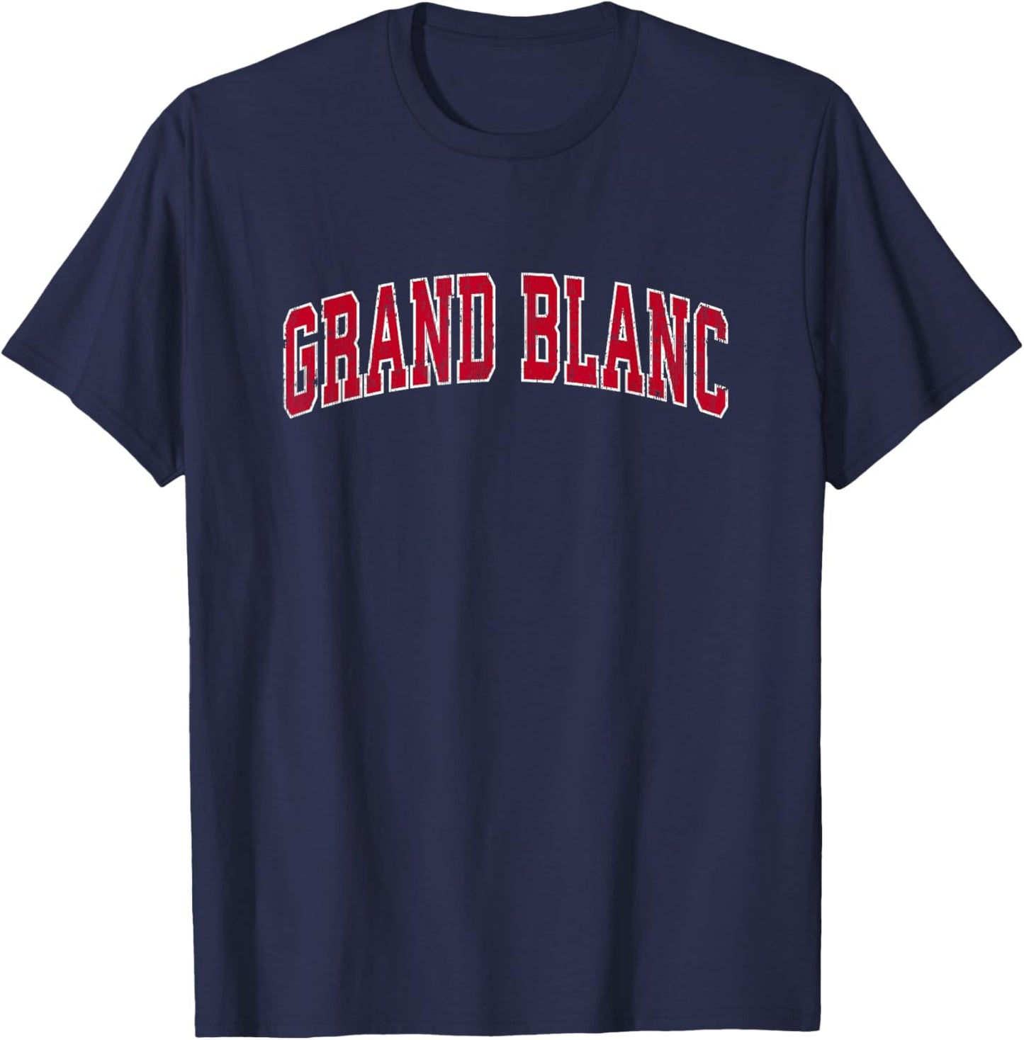 Grand Blanc Michigan MI Vintage Sports Design Red Design T-Shirt - T-Shirt | Navy