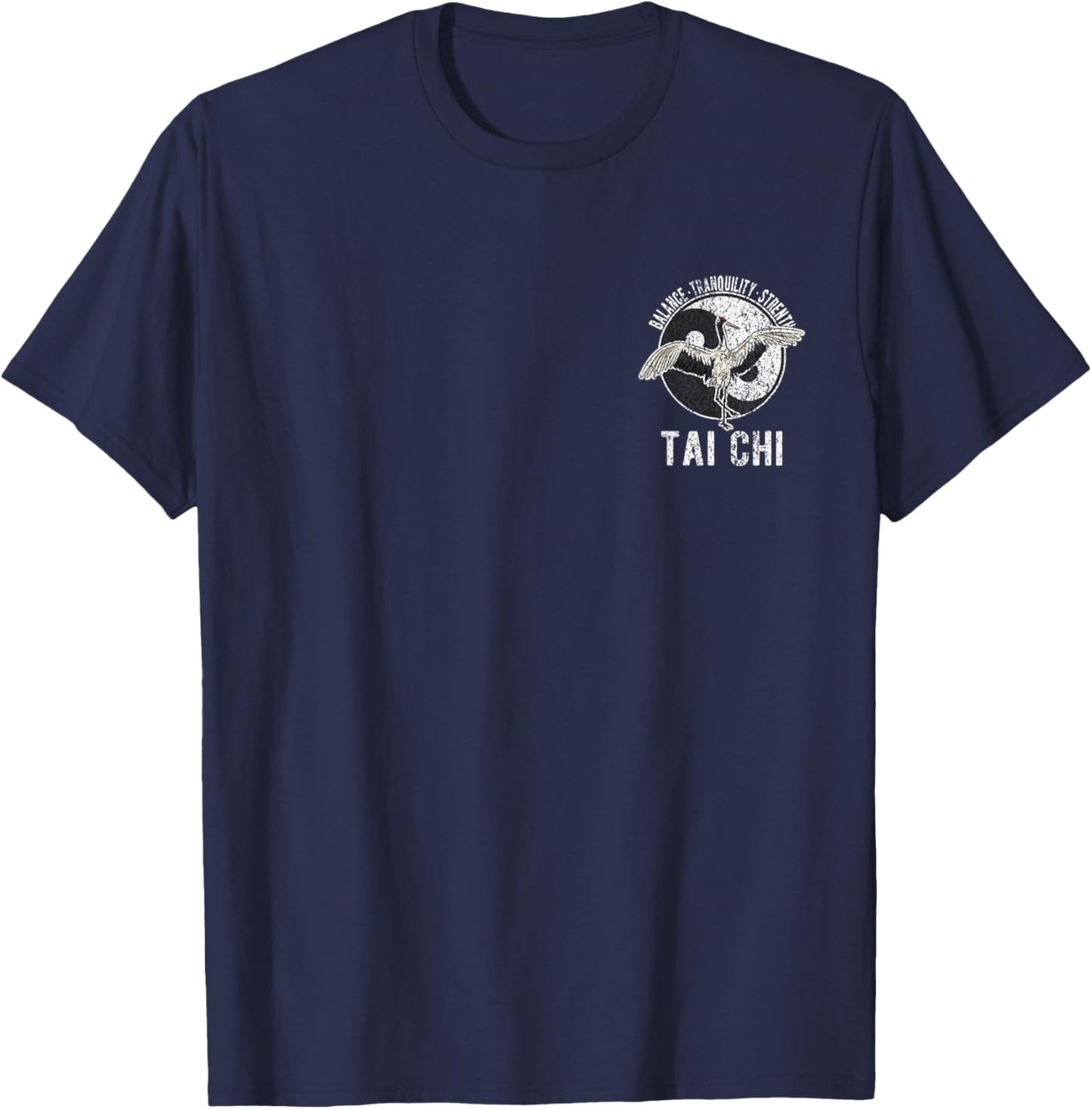 Tai Chi Crane Chinese Martial Arts Yin Yang Retro Vintage T-Shirt - T-Shirt | Navy