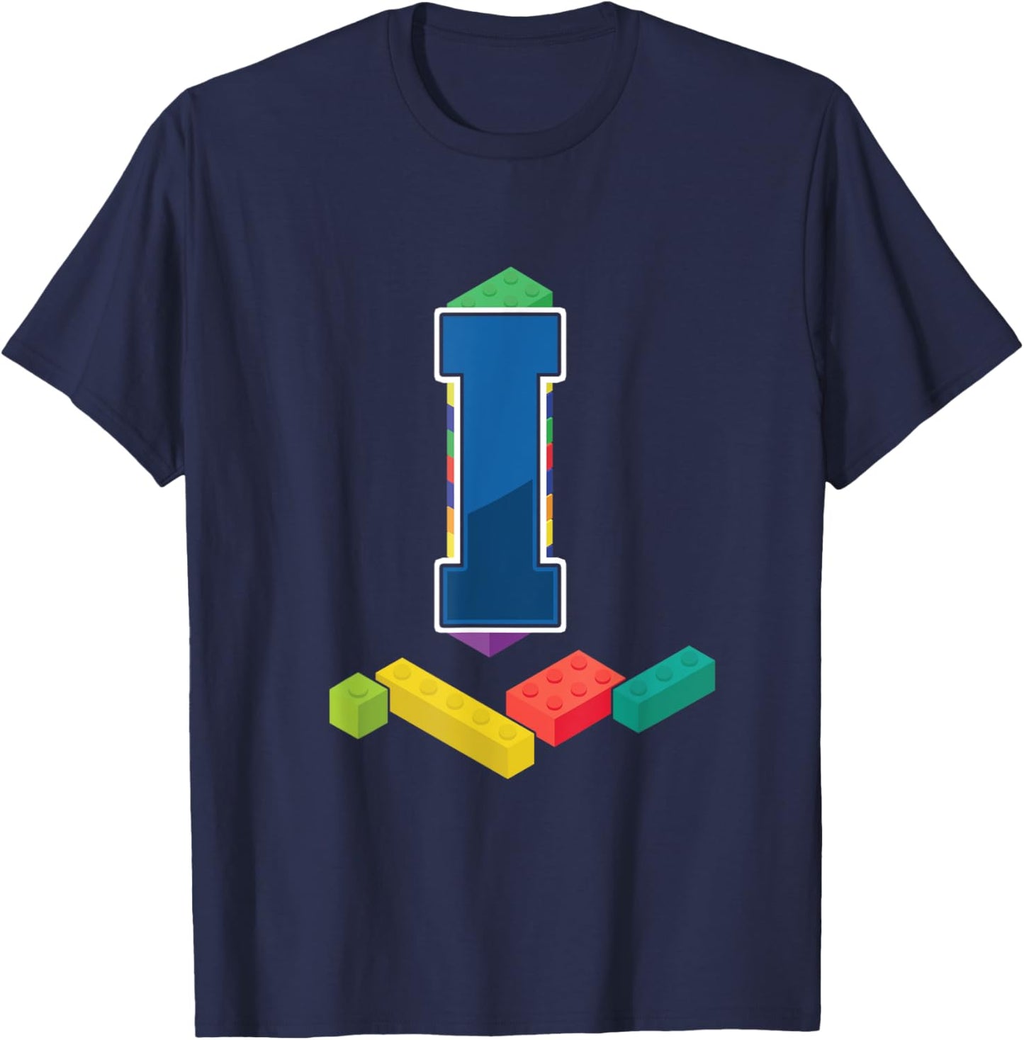 Letter I Master Builder Alphabet Last Name Building Blocks T-Shirt - T-Shirt | Navy