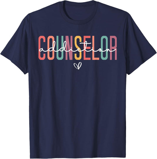 Addiction Counselor Counseling Designs Addiction Counselor Appreciation - -Adults, Small, Black, Short Sleeve T-Shirt - T-Shirt | Navy