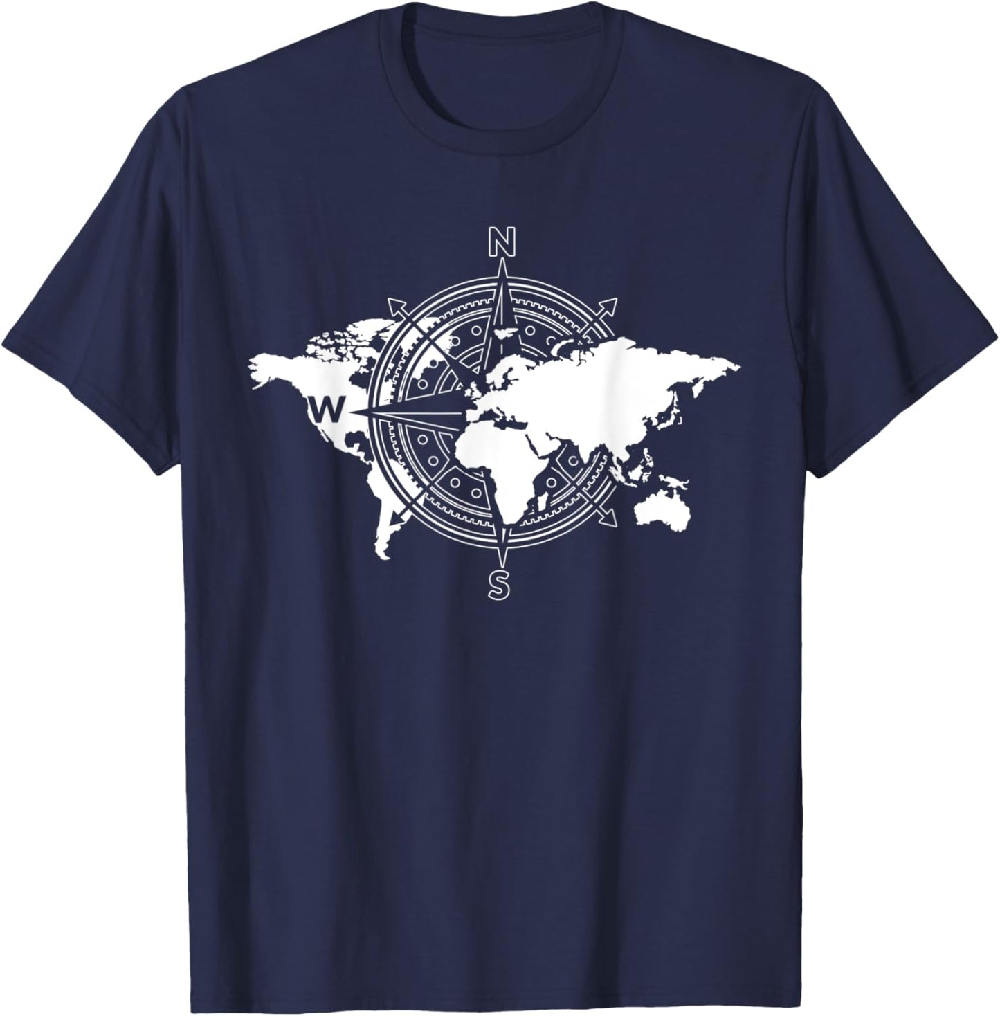 Country Traveler Compass Traveling Cartography World Map T-Shirt - T-Shirt | Navy