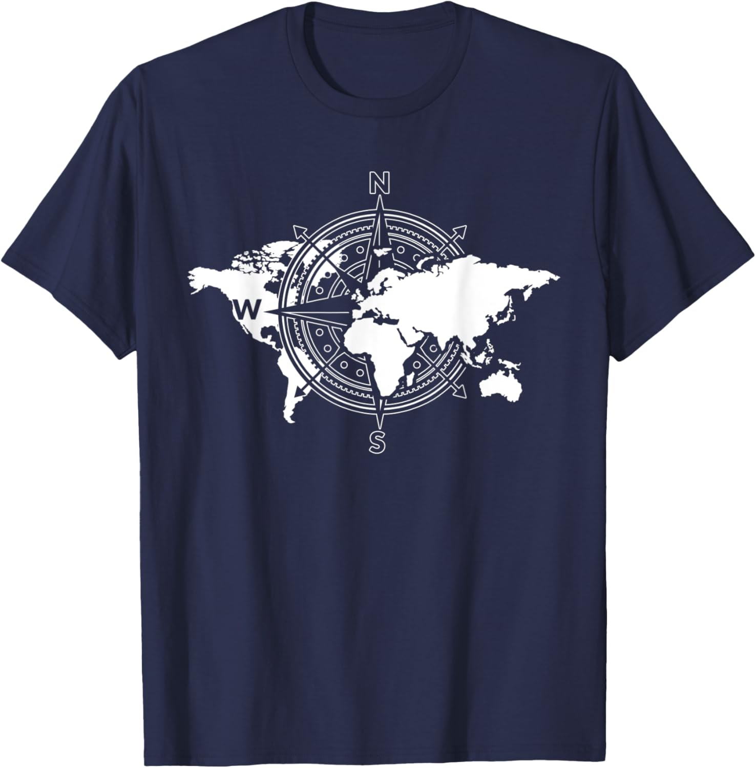 Country Traveler Compass Traveling Cartography World Map T-Shirt - T-Shirt | Navy