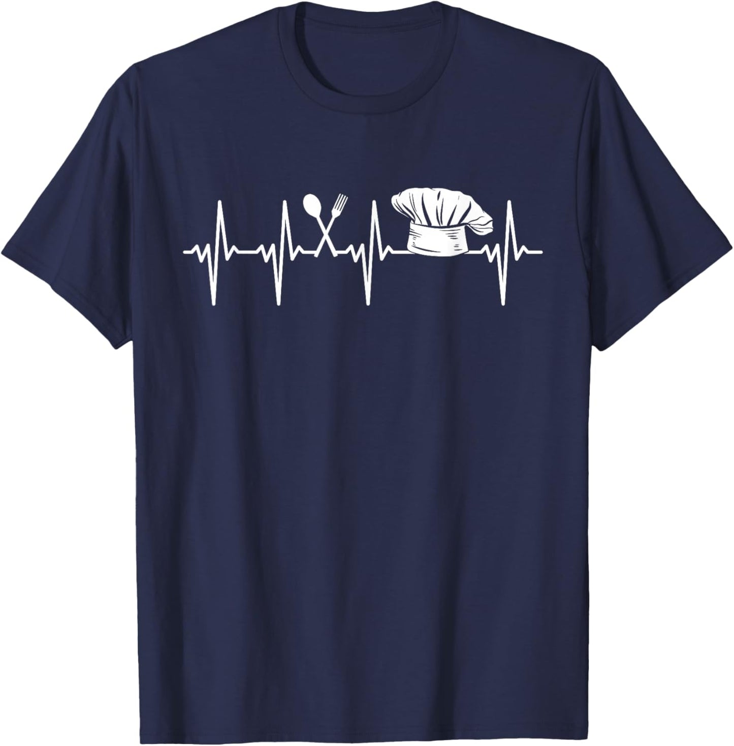 Chef's Hat Heartbeat ECG Chef Chef Gastro T-Shirt - T-Shirt | Navy