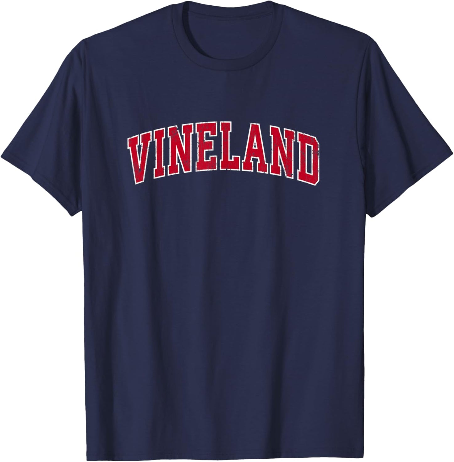Vineland New Jersey NJ Vintage Sports Design Red Design T-Shirt - T-Shirt | Navy