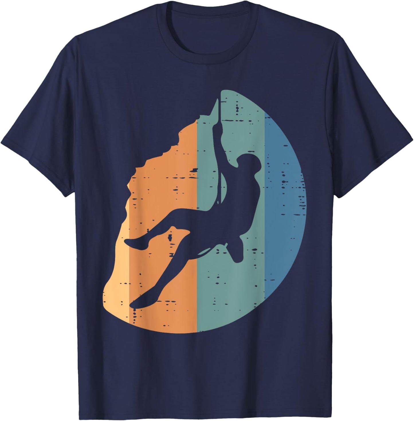 Rock Climbing Sunset Retro Mountain Climber Men Women Kids T-Shirt - T-Shirt | Navy