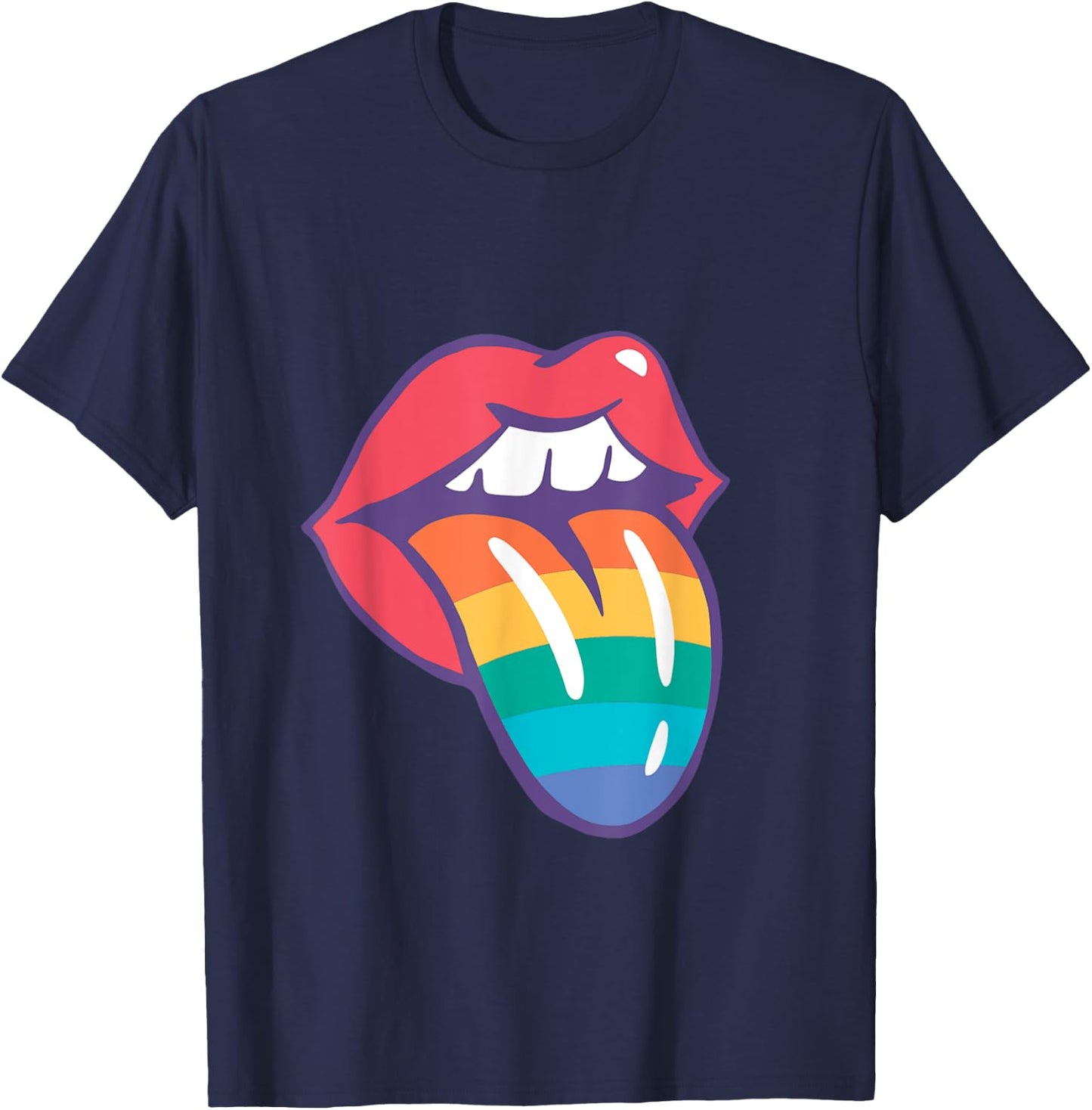 Rainbow Tongue Love Vintage Retro Style LGBT Gay Pride T-Shirt - T-Shirt | Navy