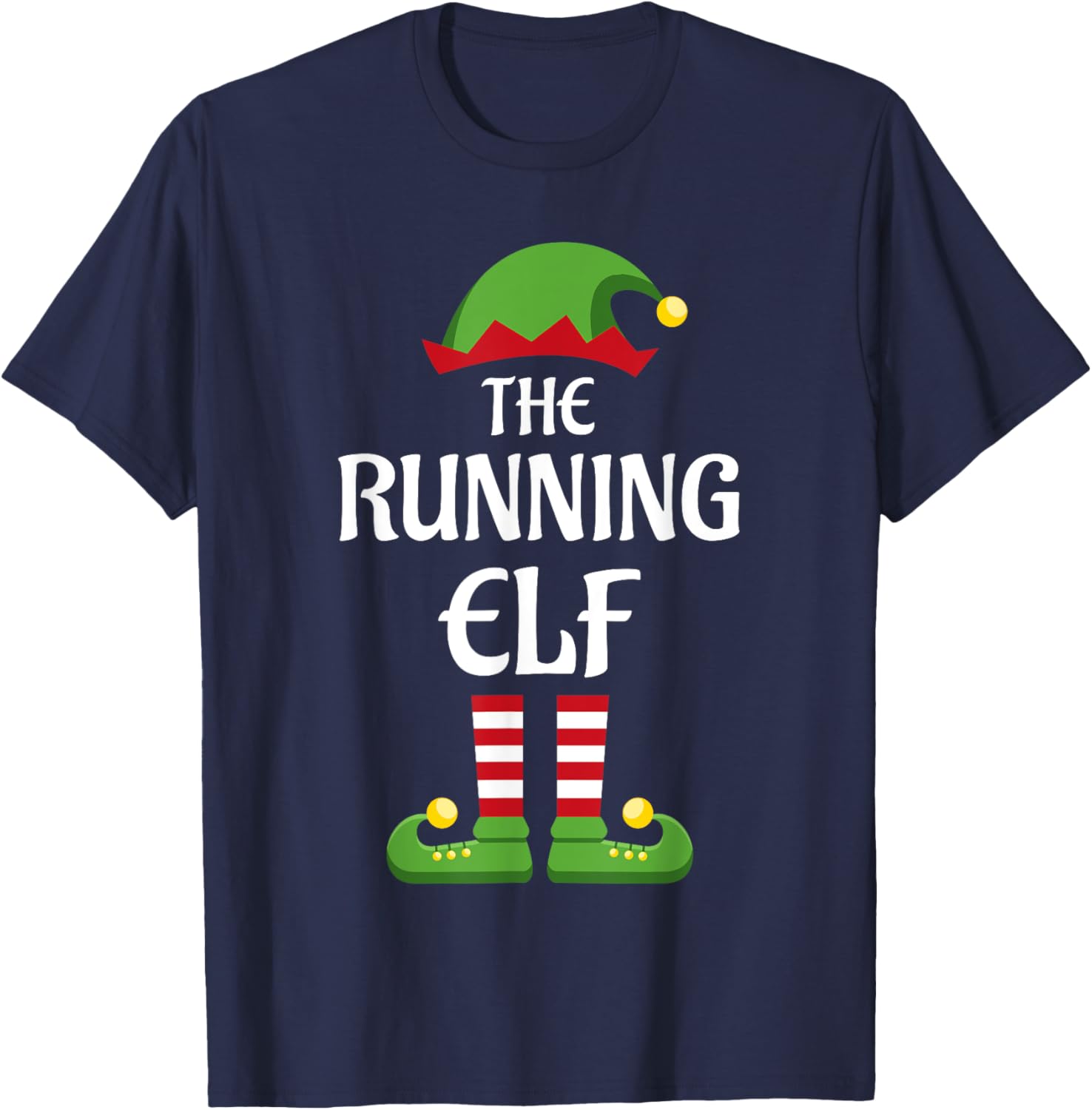 Running Elf Family Matching Group Christmas T-Shirt - T-Shirt | Navy