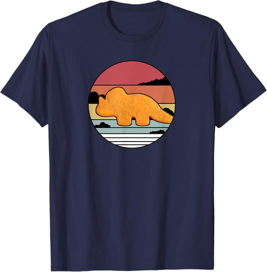 Dino Triceratops Chicken Nugget Retro | Vintage Dinosaur T-Shirt - T-Shirt | Navy